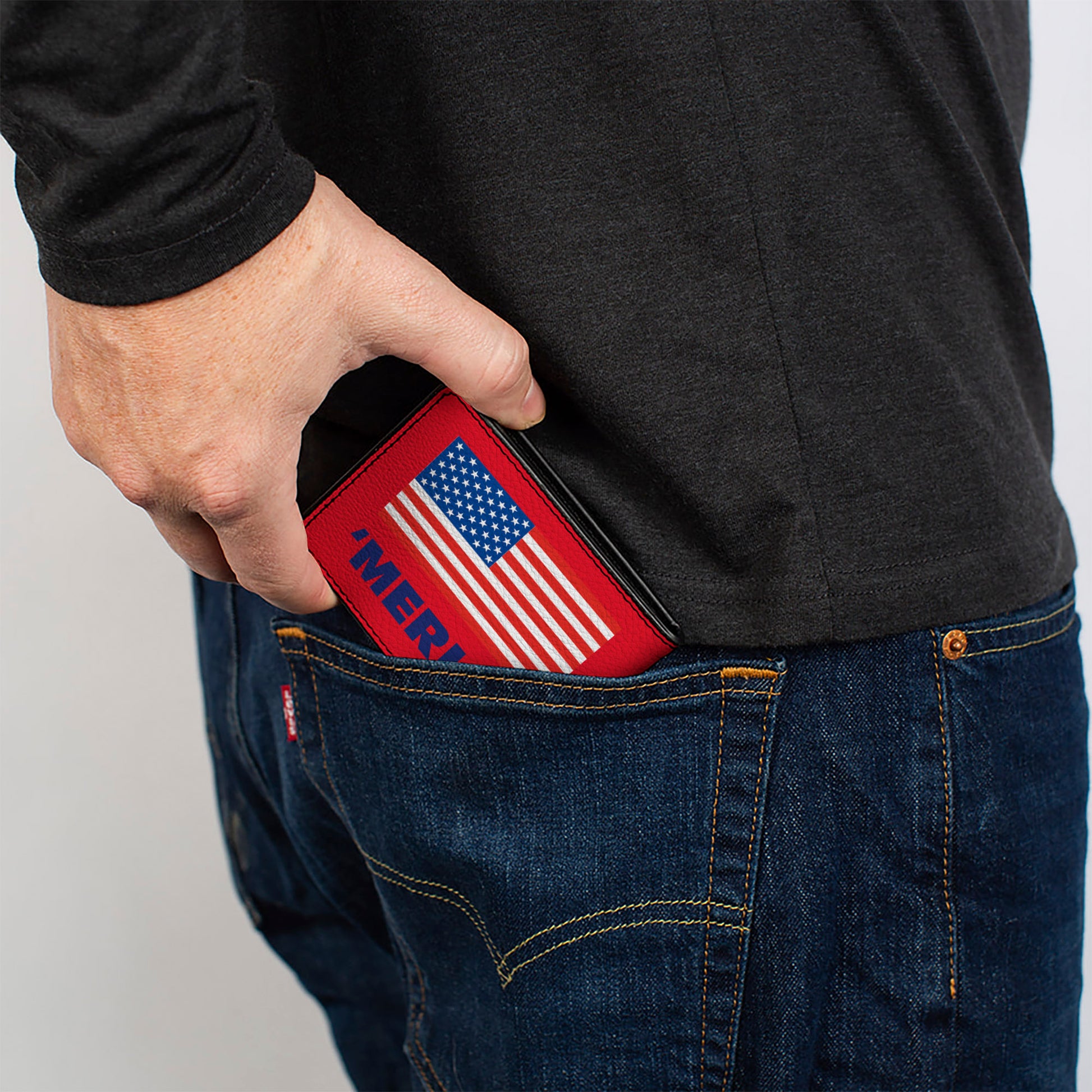 'MERICA US Flag Bi-Fold Wallet – World Cup 2026 Fan Gear (Red/Blue/White) Bi-Fold Wallets Buckle-Down
