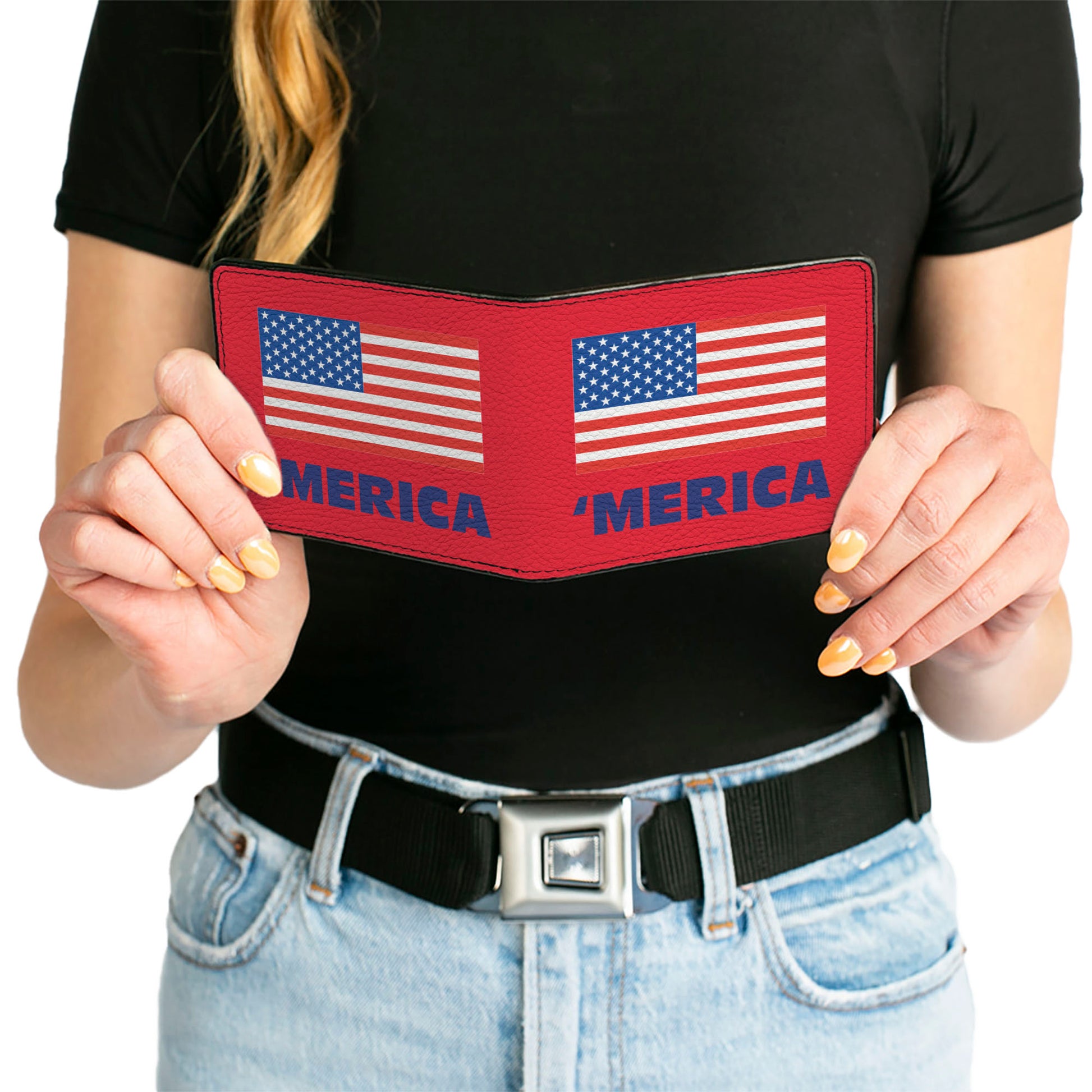 'MERICA US Flag Bi-Fold Wallet – World Cup 2026 Fan Gear (Red/Blue/White) Bi-Fold Wallets Buckle-Down