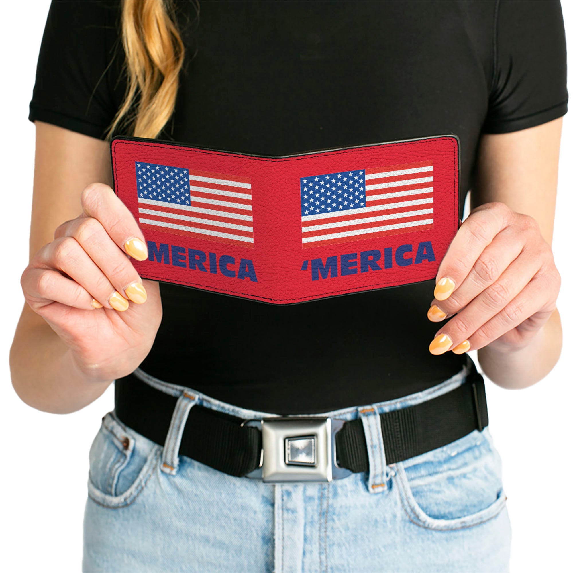 'MERICA US Flag Bi-Fold Wallet – World Cup 2026 Fan Gear (Red/Blue/White) Bi-Fold Wallets Buckle-Down