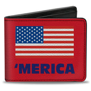 'MERICA US Flag Bi-Fold Wallet – World Cup 2026 Fan Gear (Red/Blue/White) Bi-Fold Wallets Buckle-Down