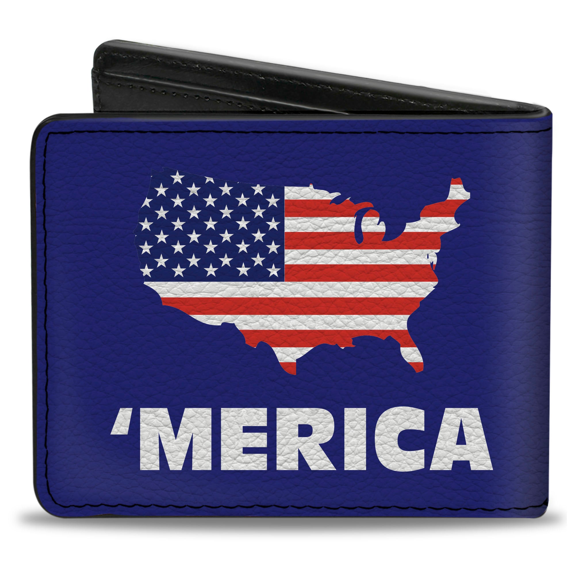 Bi-Fold Wallet - 'MERICA USA Silhouette Blue White US Flag Bi-Fold Wallets Buckle-Down