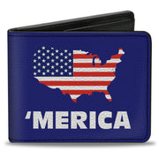 Bi-Fold Wallet - 'MERICA USA Silhouette Blue White US Flag Bi-Fold Wallets Buckle-Down