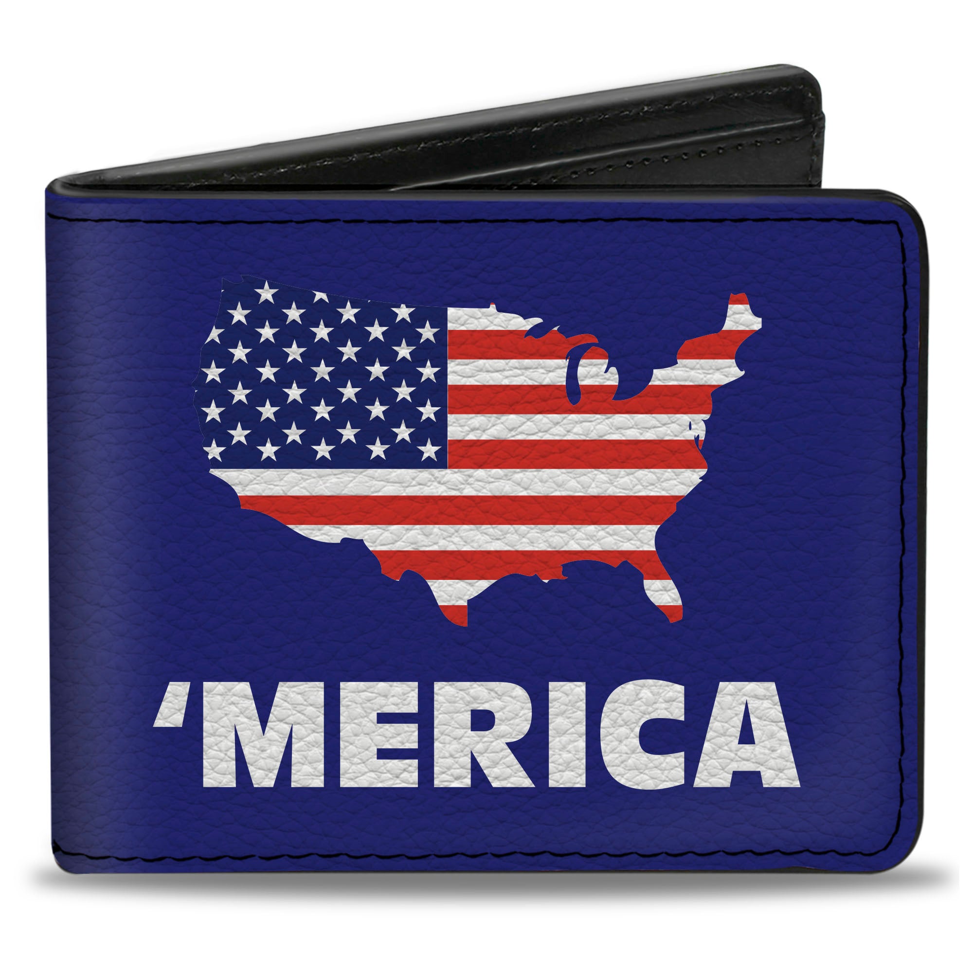 Bi-Fold Wallet - 'MERICA USA Silhouette Blue White US Flag Bi-Fold Wallets Buckle-Down