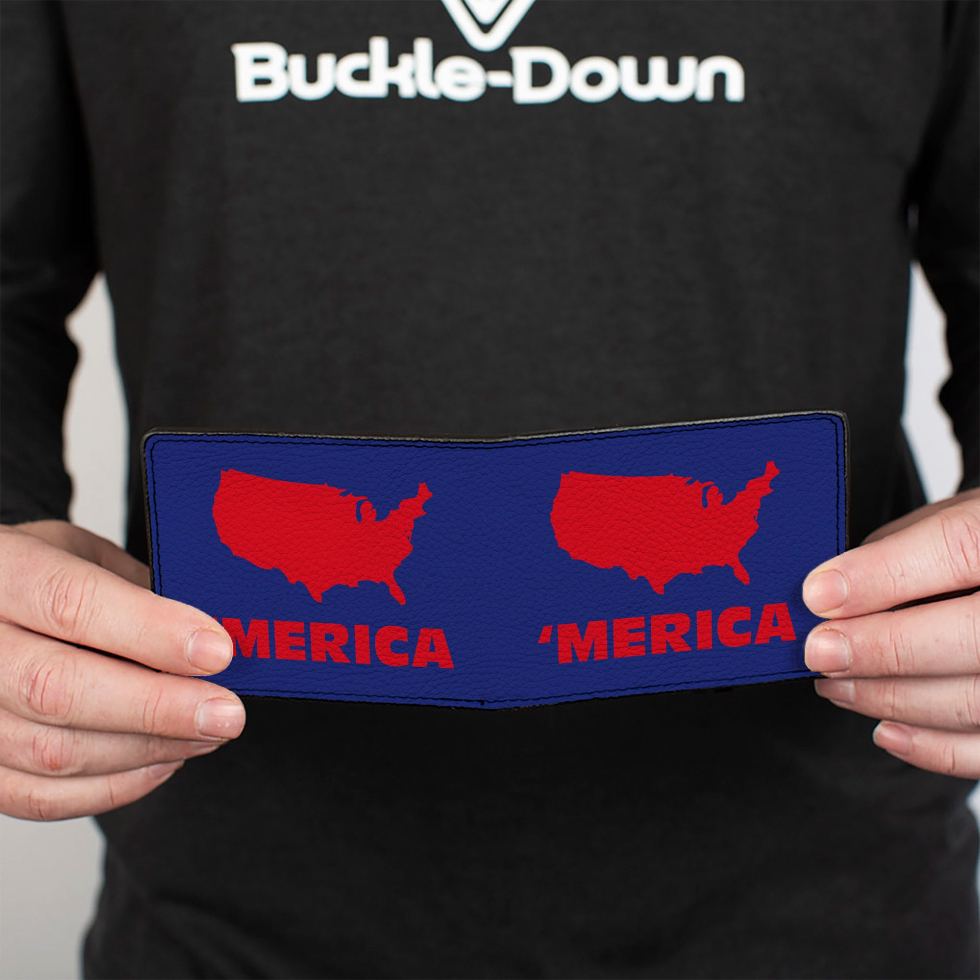 Bi-Fold Wallet - 'MERICA USA Silhouette Blue Red Bi-Fold Wallets Buckle-Down