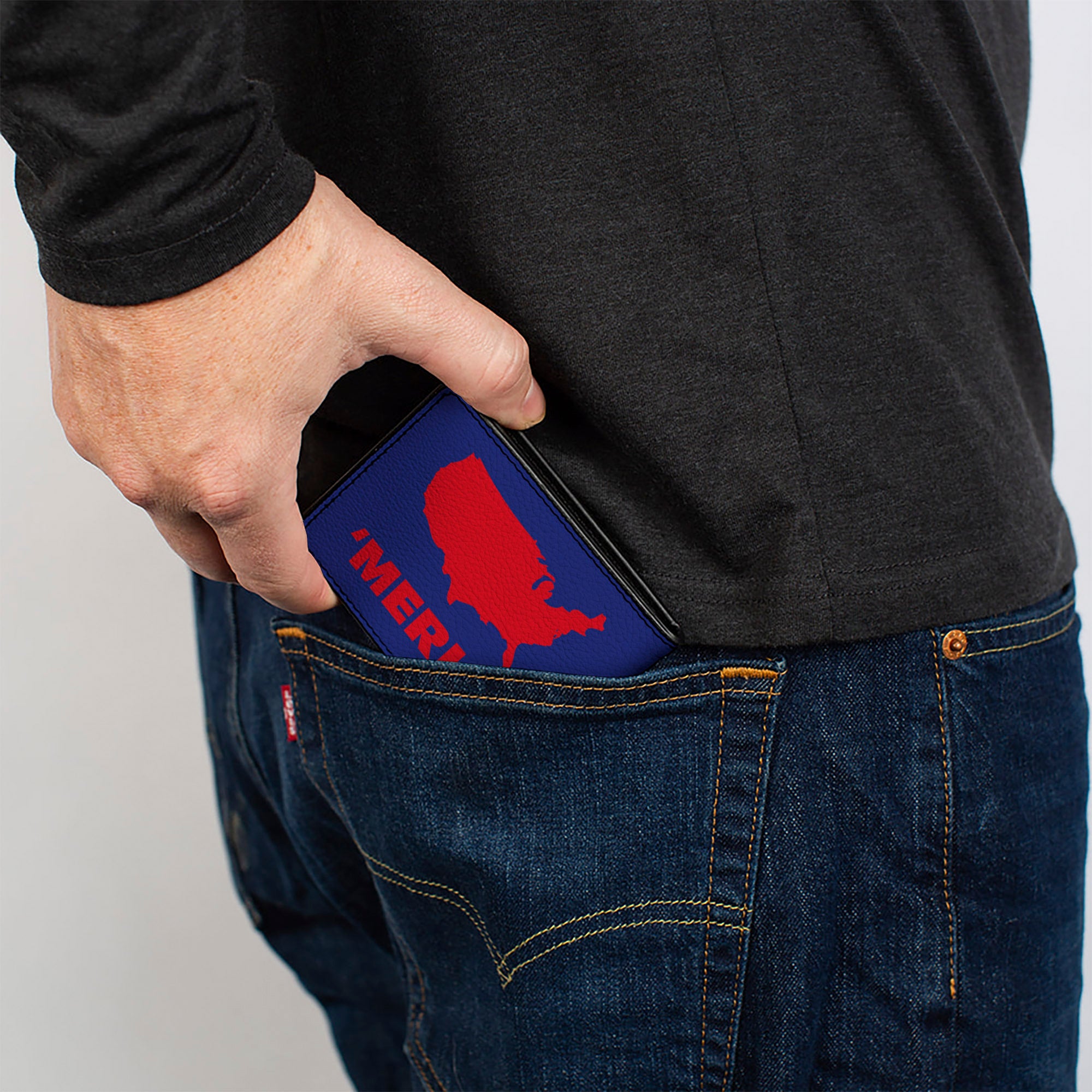 Bi-Fold Wallet - 'MERICA USA Silhouette Blue Red Bi-Fold Wallets Buckle-Down