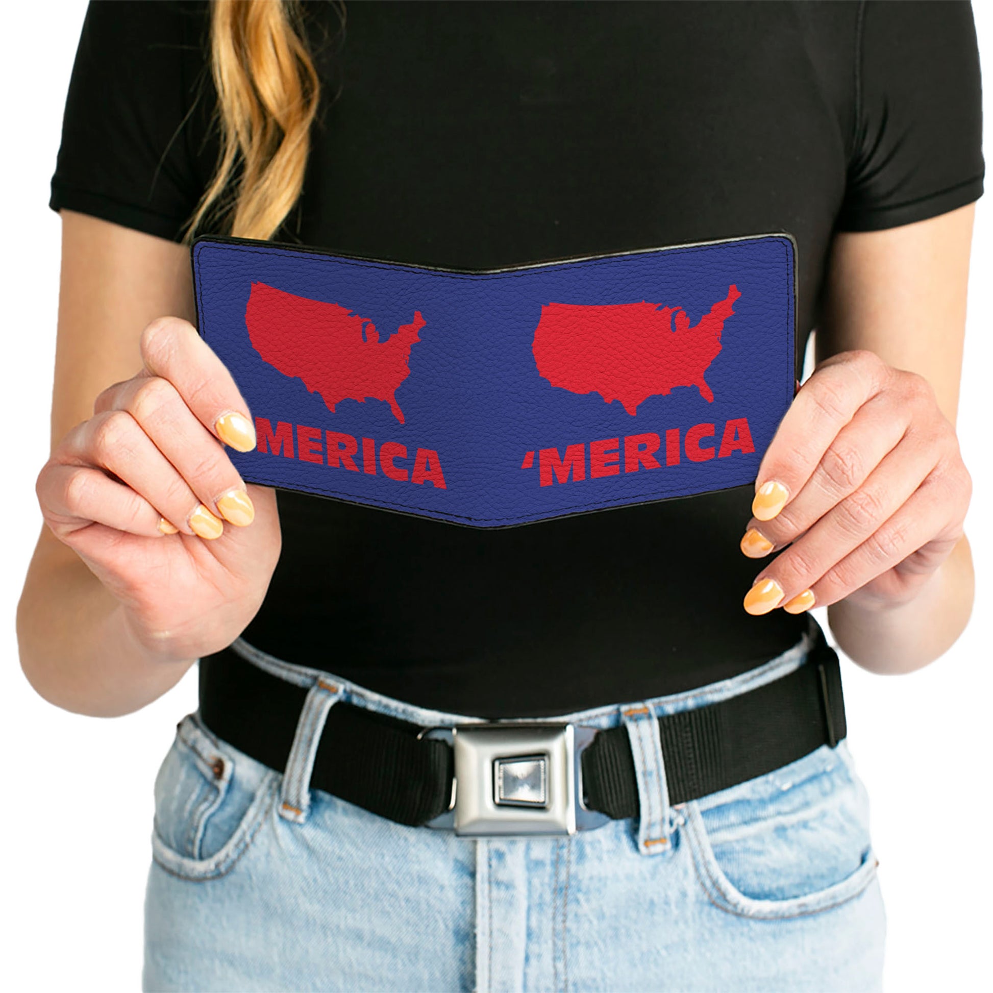 Bi-Fold Wallet - 'MERICA USA Silhouette Blue Red Bi-Fold Wallets Buckle-Down
