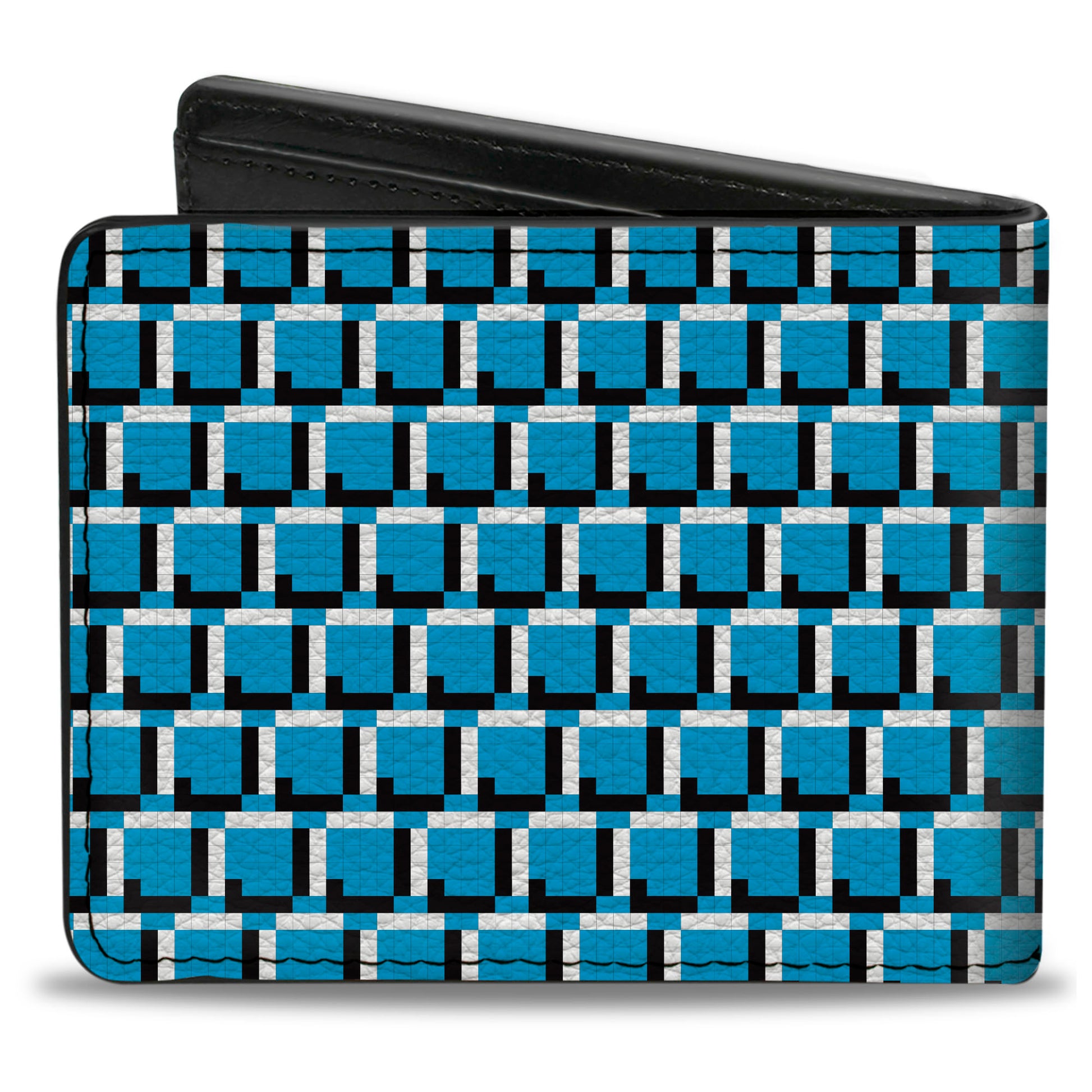 Bi-Fold Wallet - 8-Bit Pixel CLOSE-UP Blue White Black Bi-Fold Wallets Buckle-Down