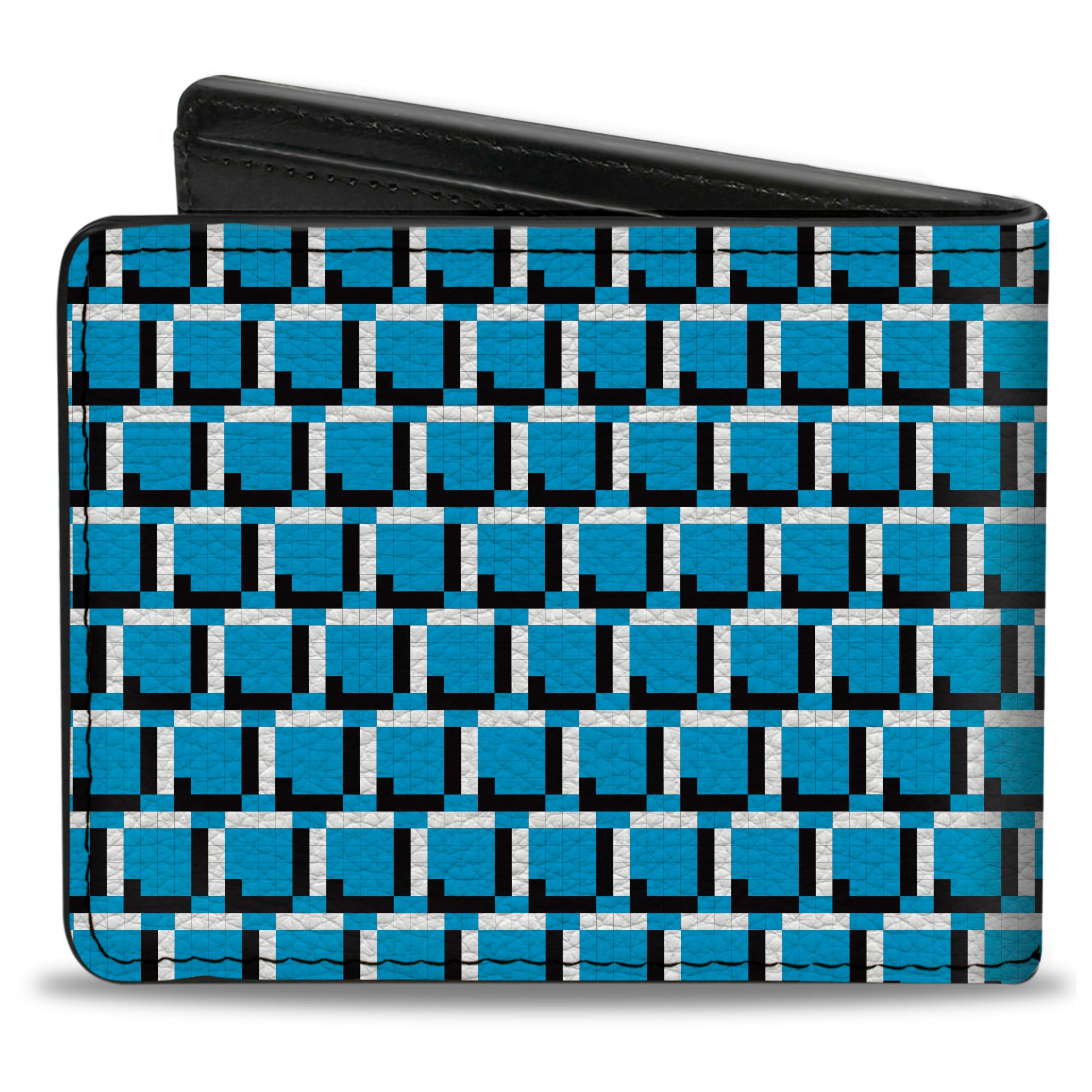 Bi-Fold Wallet - 8-Bit Pixel CLOSE-UP Blue White Black Bi-Fold Wallets Buckle-Down