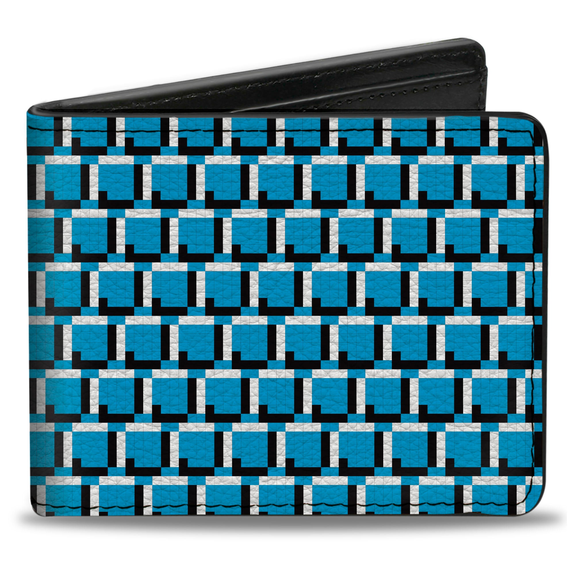 Bi-Fold Wallet - 8-Bit Pixel CLOSE-UP Blue White Black Bi-Fold Wallets Buckle-Down