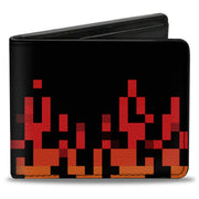 Bi-Fold Wallet - 8-Bit Pixel Flames Black Oranges Reds Bi-Fold Wallets Buckle-Down