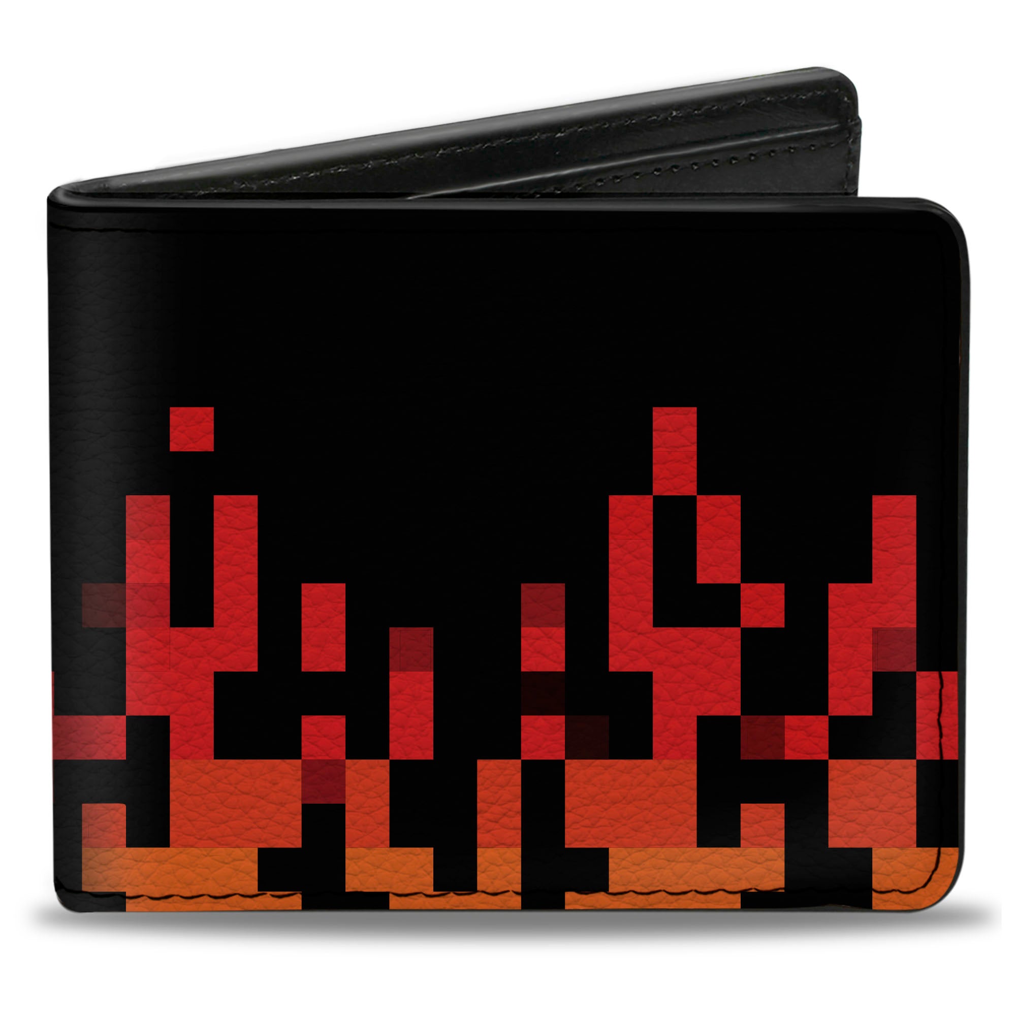 Bi-Fold Wallet - 8-Bit Pixel Flames Black Oranges Reds Bi-Fold Wallets Buckle-Down
