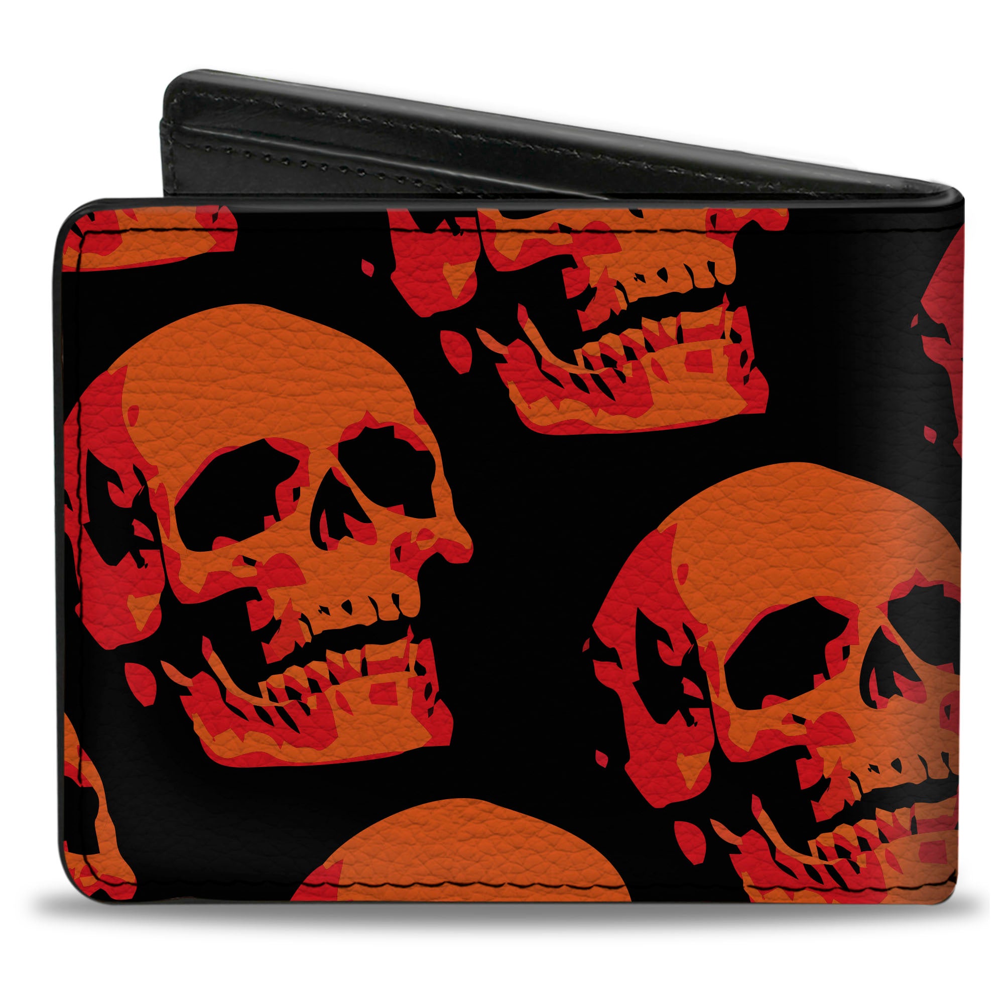 Bi-Fold Wallet - 3-D Skulls Repeat Black Reds Bi-Fold Wallets Buckle-Down
