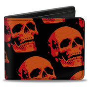 Bi-Fold Wallet - 3-D Skulls Repeat Black Reds Bi-Fold Wallets Buckle-Down