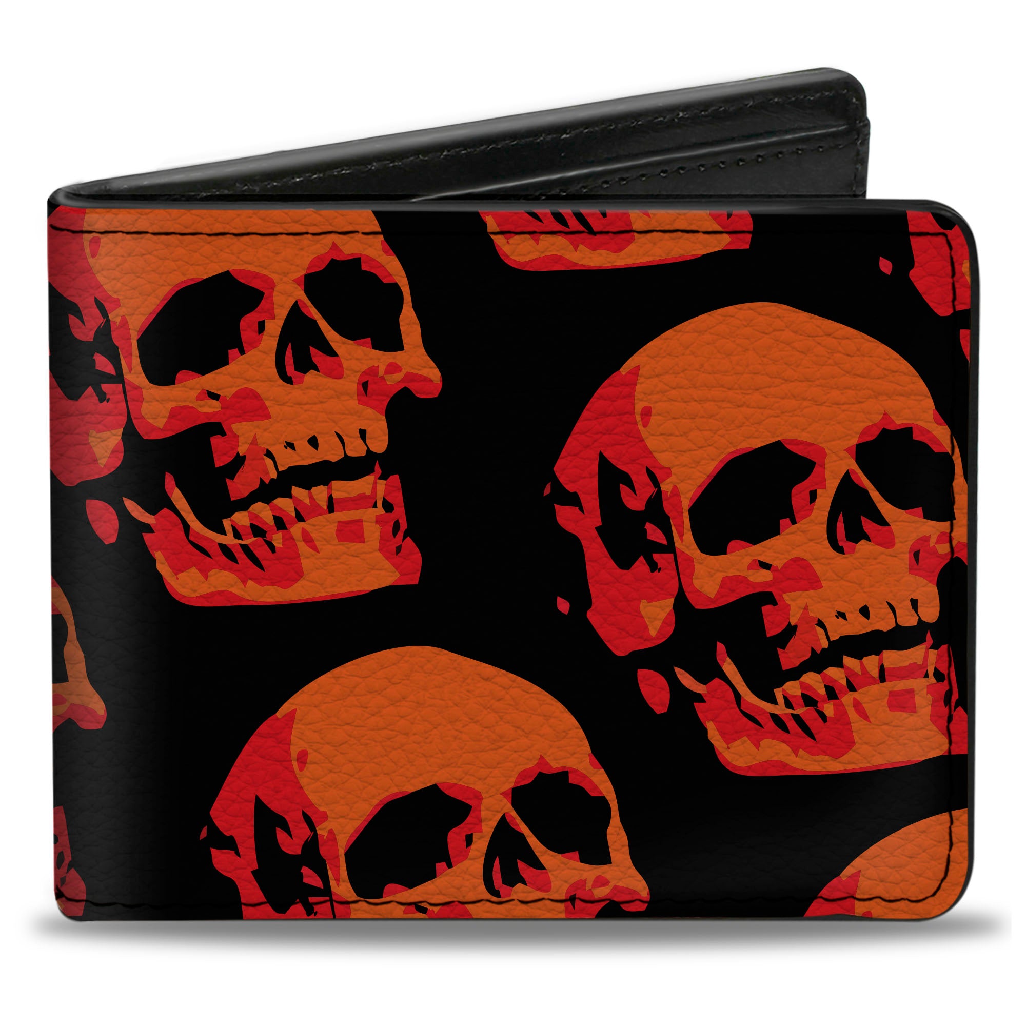 Bi-Fold Wallet - 3-D Skulls Repeat Black Reds Bi-Fold Wallets Buckle-Down