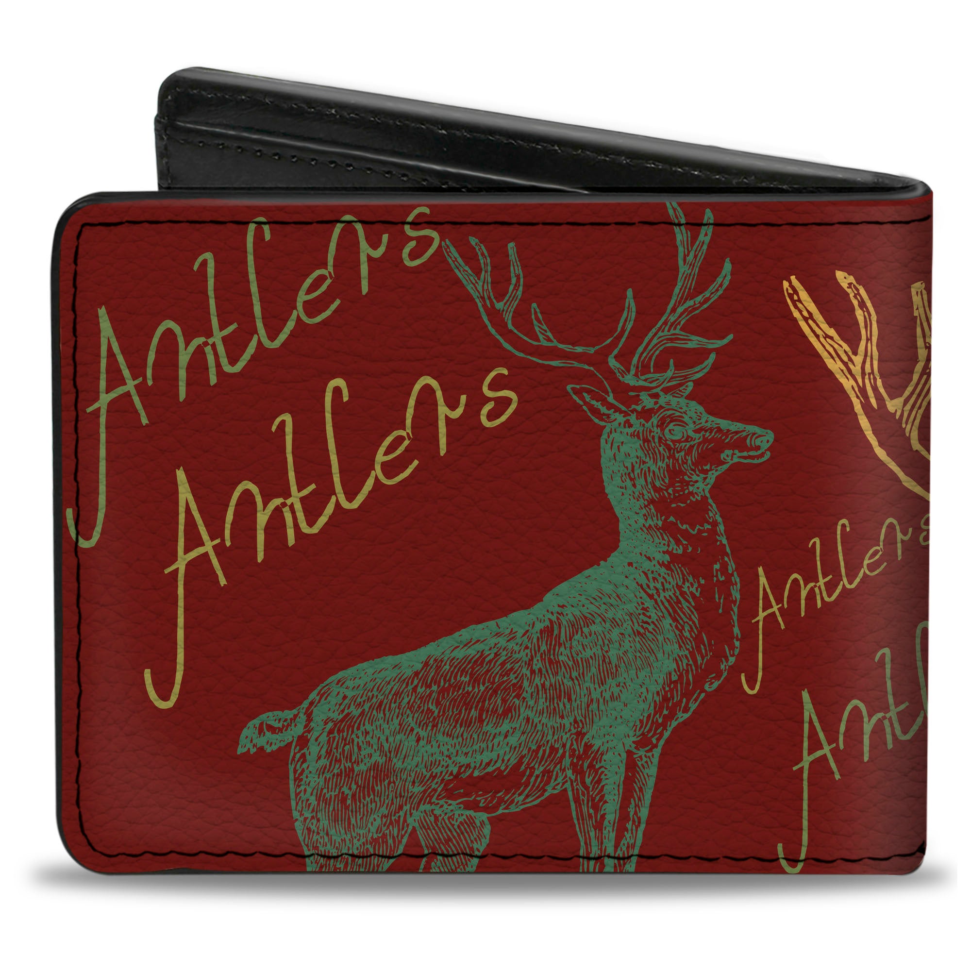 Bi-Fold Wallet - Antlers Brown Turquoise Gold Bi-Fold Wallets Buckle-Down
