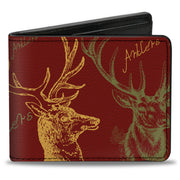 Bi-Fold Wallet - Antlers Brown Turquoise Gold Bi-Fold Wallets Buckle-Down