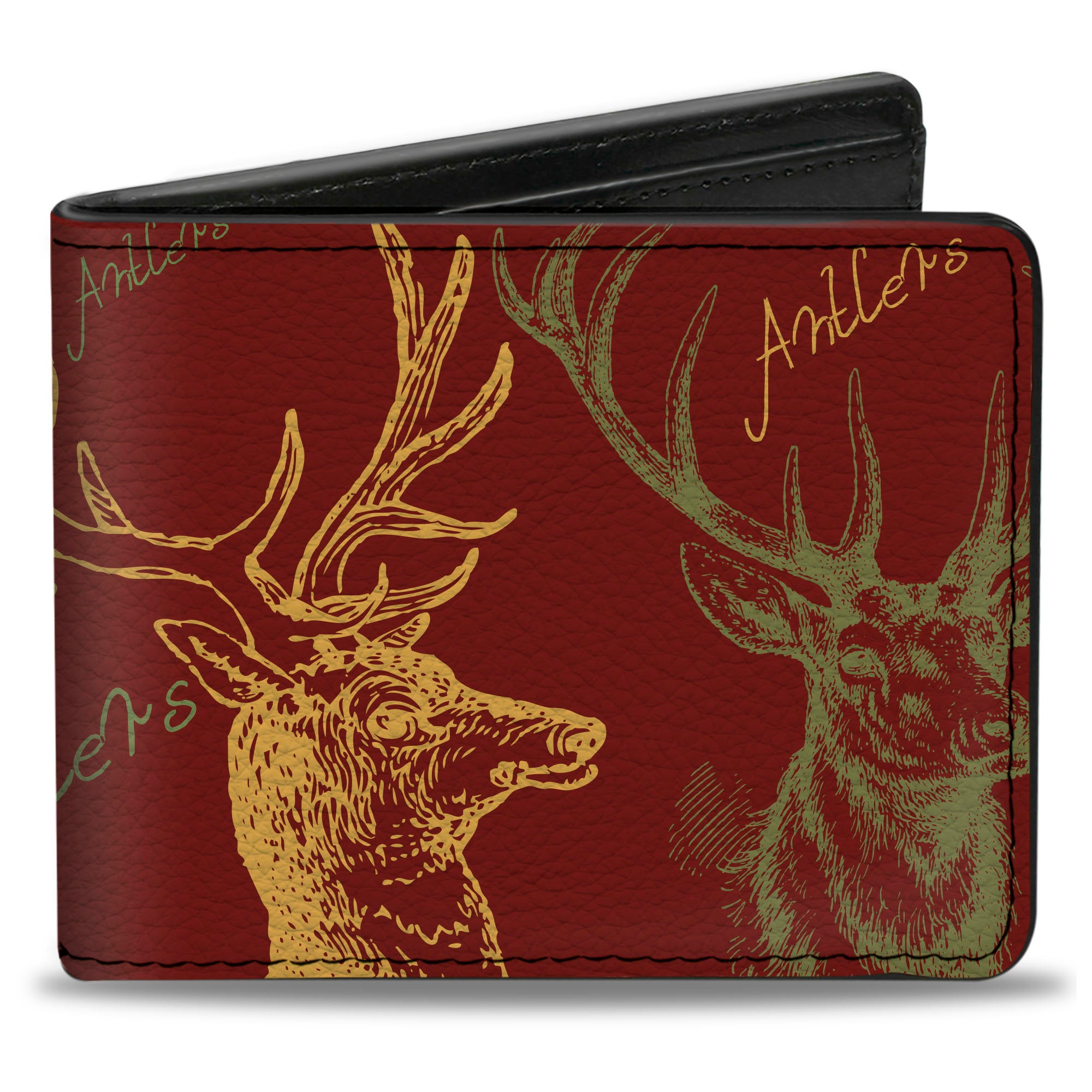 Bi-Fold Wallet - Antlers Brown Turquoise Gold Bi-Fold Wallets Buckle-Down