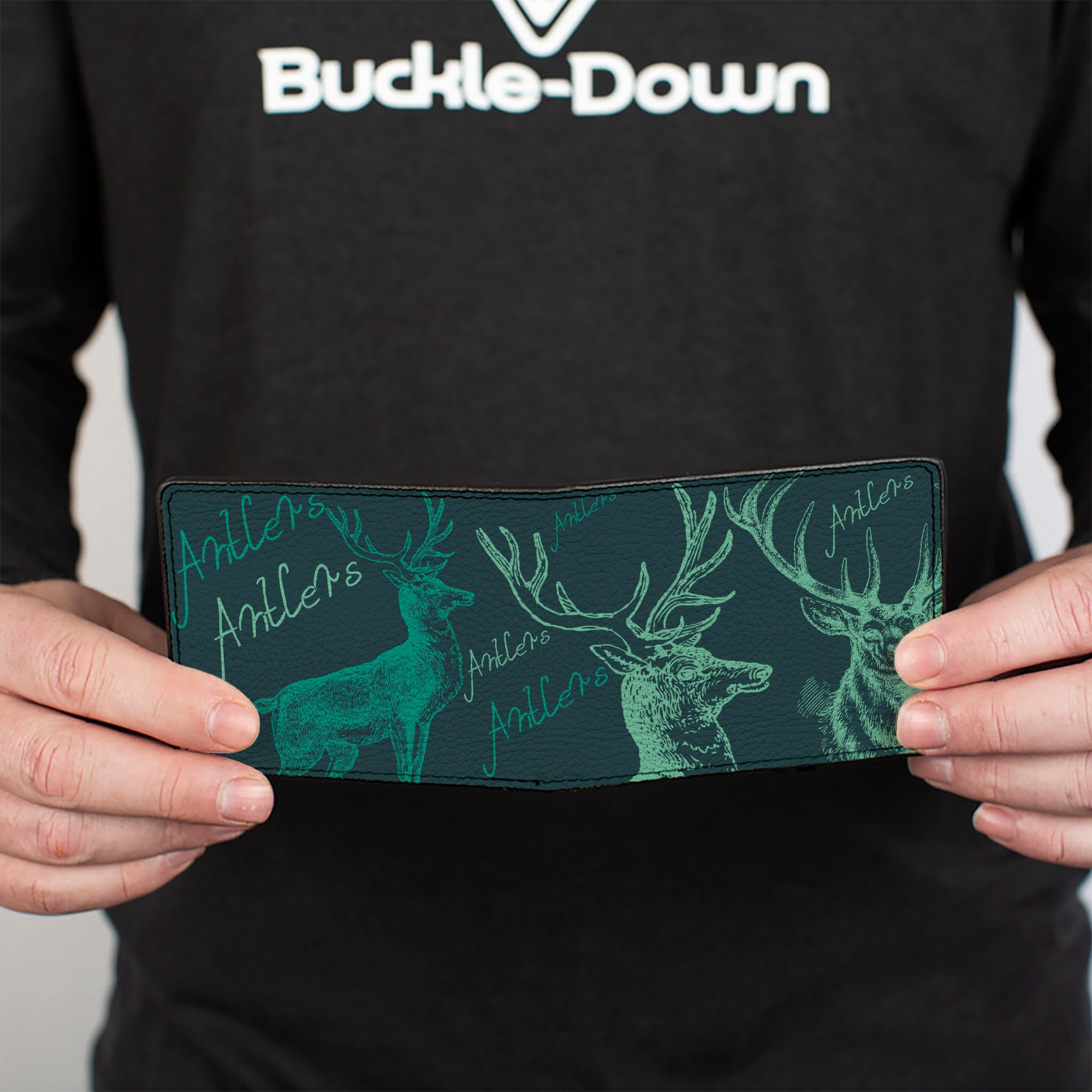 Bi-Fold Wallet - Antlers Turquoise Bi-Fold Wallets Buckle-Down