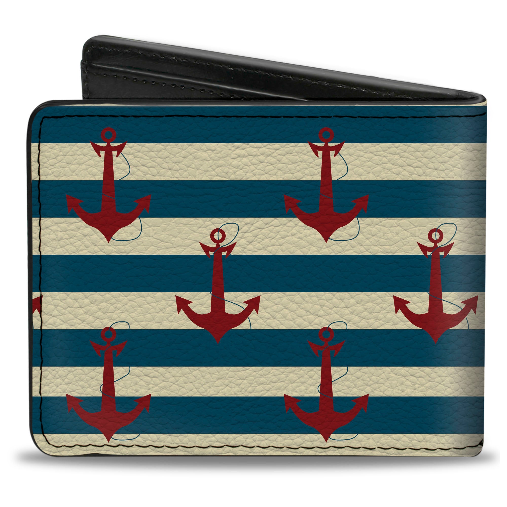 Bi-Fold Wallet - Anchors w Stripes White Blue Red Bi-Fold Wallets Buckle-Down