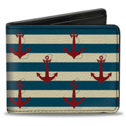 Bi-Fold Wallet - Anchors w Stripes White Blue Red Bi-Fold Wallets Buckle-Down