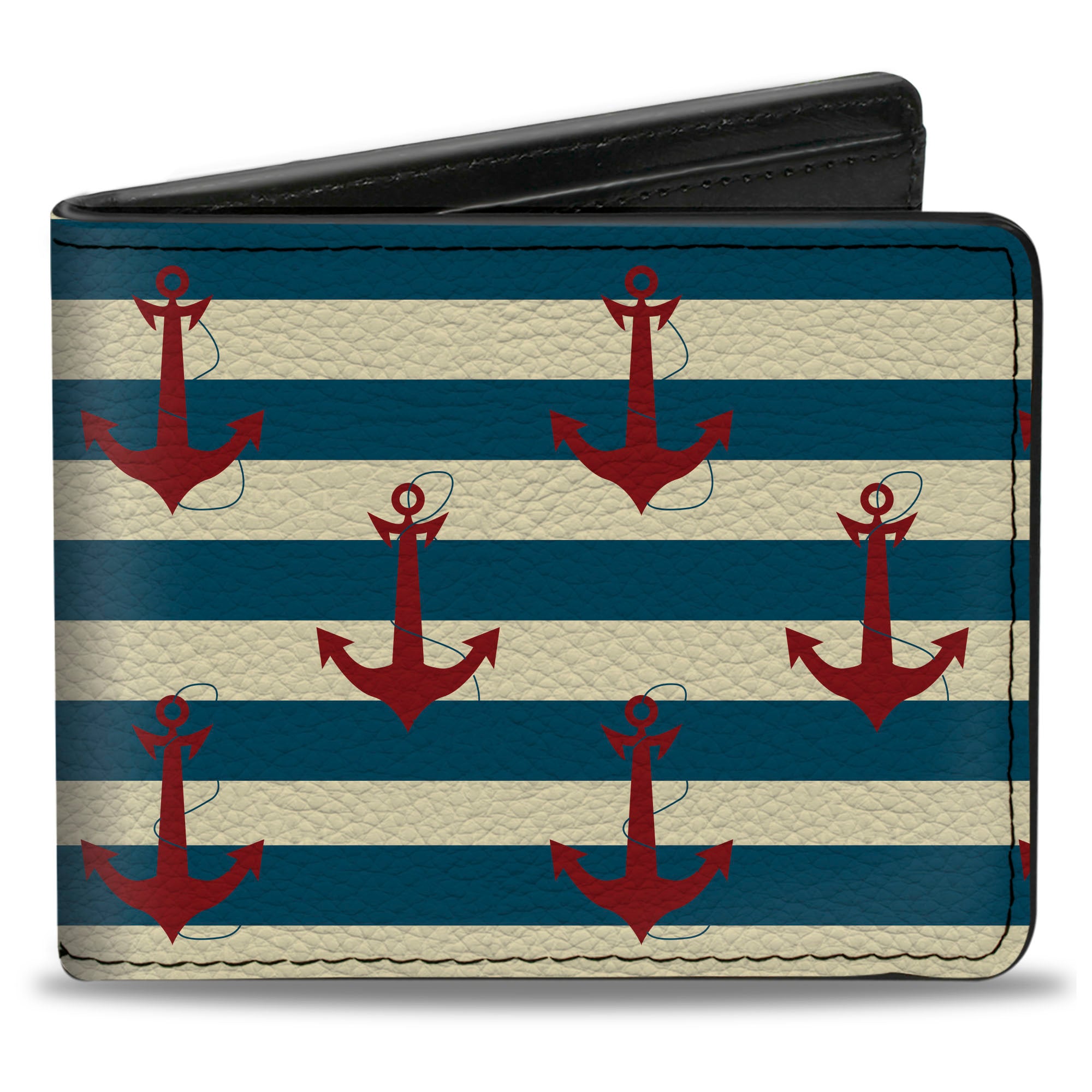 Bi-Fold Wallet - Anchors w Stripes White Blue Red Bi-Fold Wallets Buckle-Down