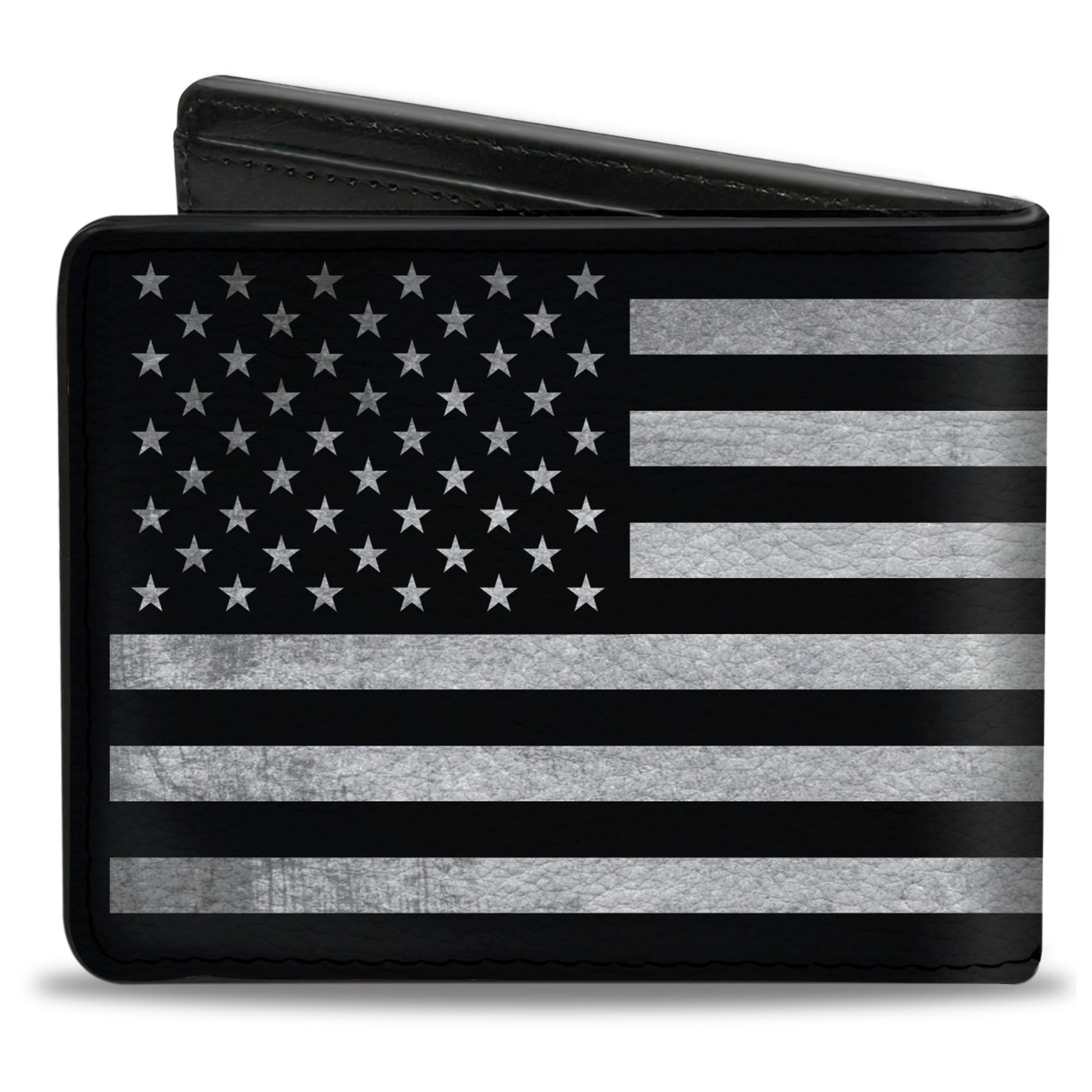 Bi-Fold Wallet - American Flag Weathered Black White Bi-Fold Wallets Buckle-Down