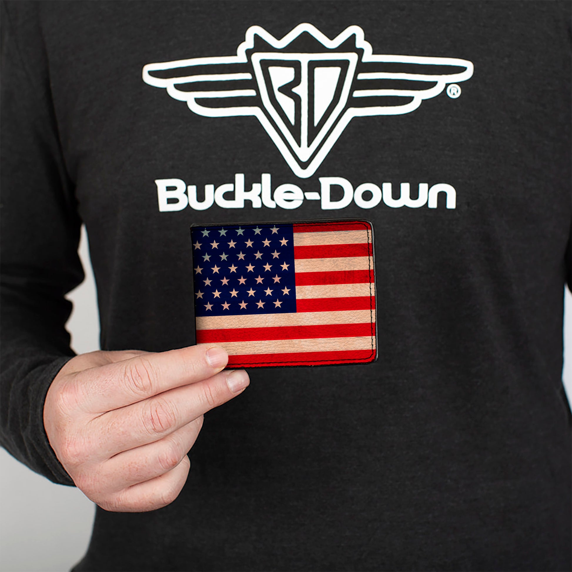 Bi-Fold Wallet - American Flag Weathered Color Bi-Fold Wallets Buckle-Down