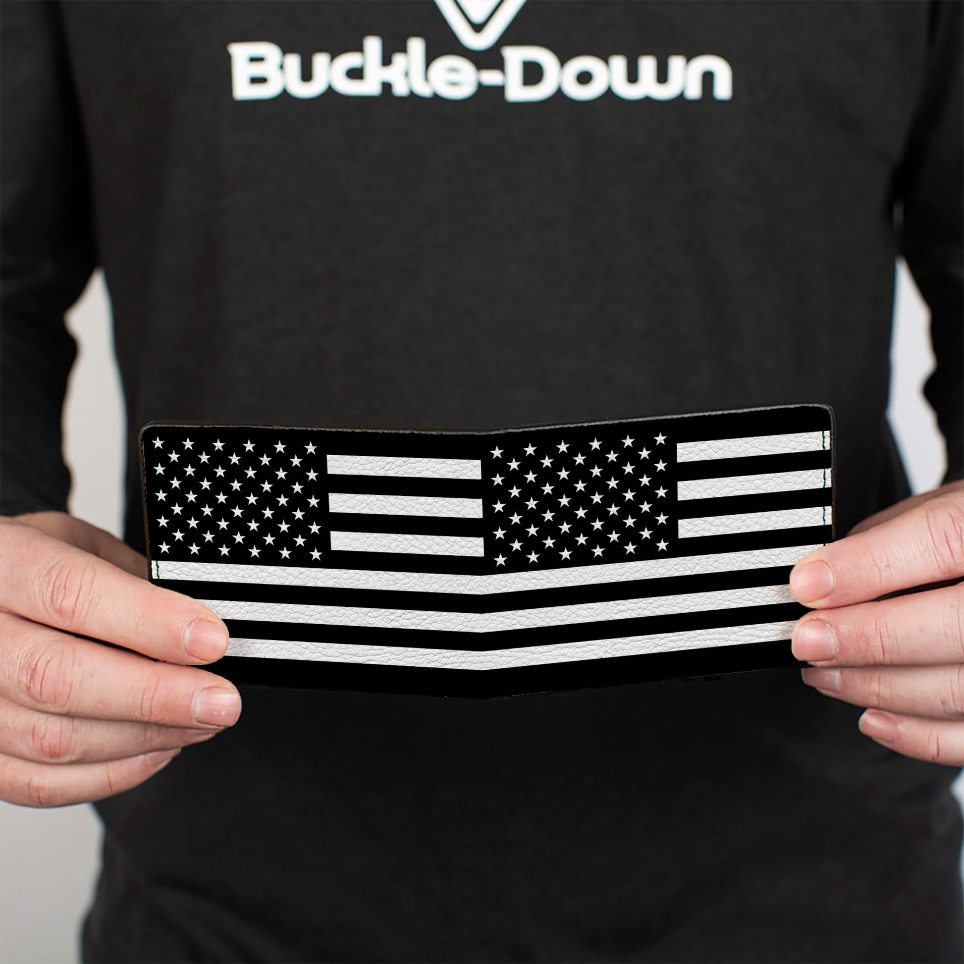Bi-Fold Wallet - American Flag Black White Bi-Fold Wallets Buckle-Down