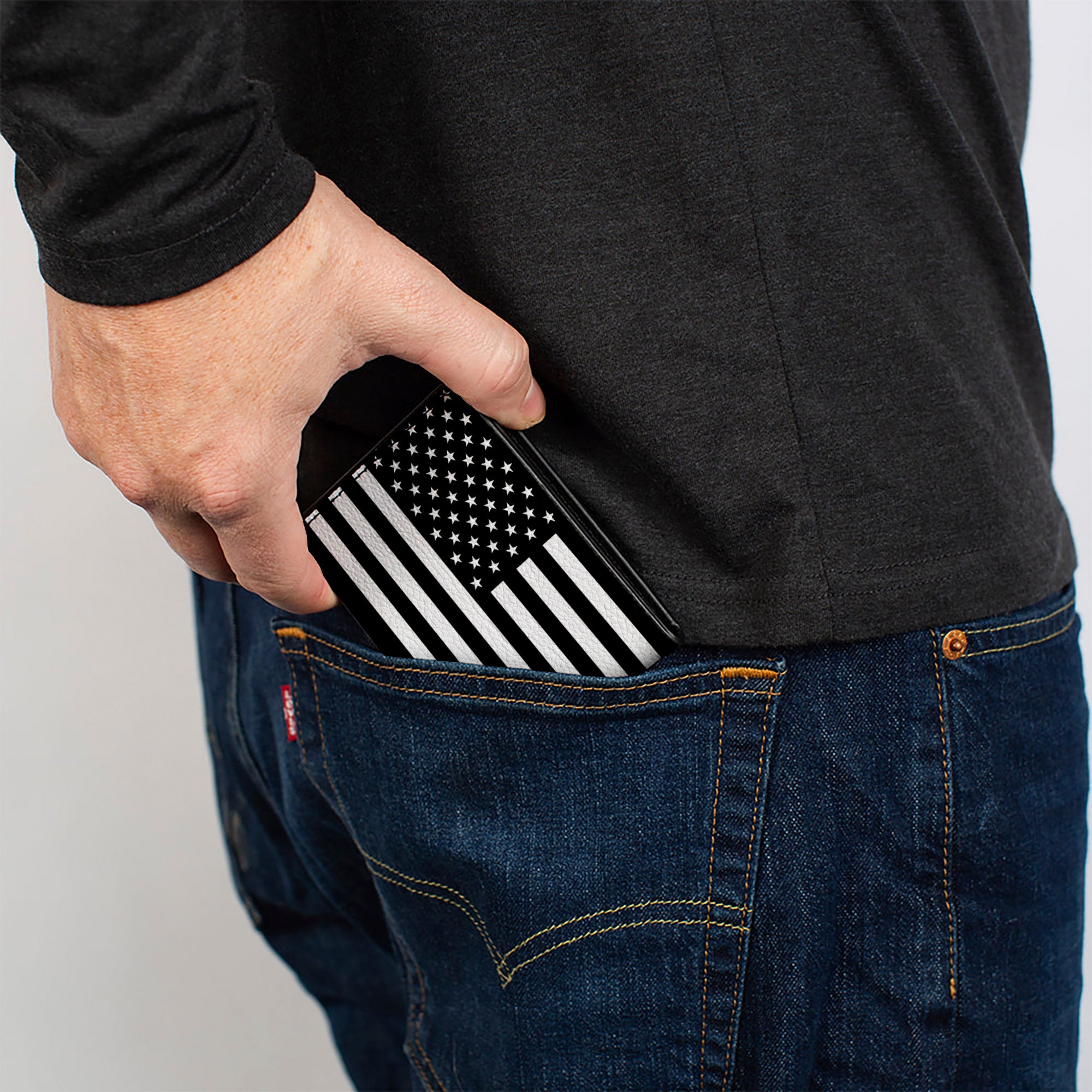 Bi-Fold Wallet - American Flag Black White Bi-Fold Wallets Buckle-Down
