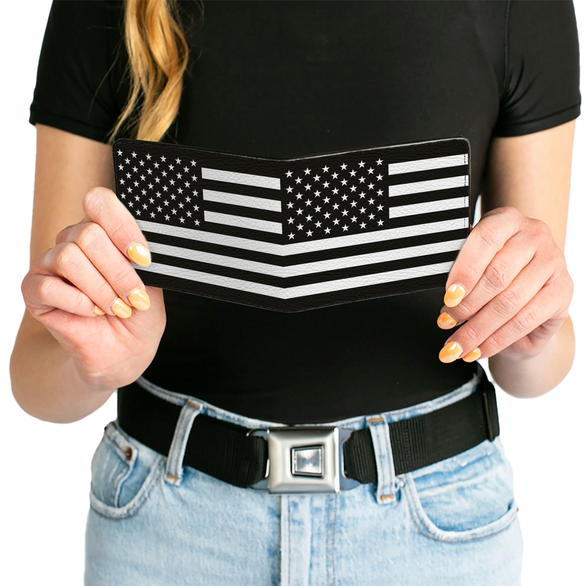 Bi-Fold Wallet - American Flag Black White Bi-Fold Wallets Buckle-Down
