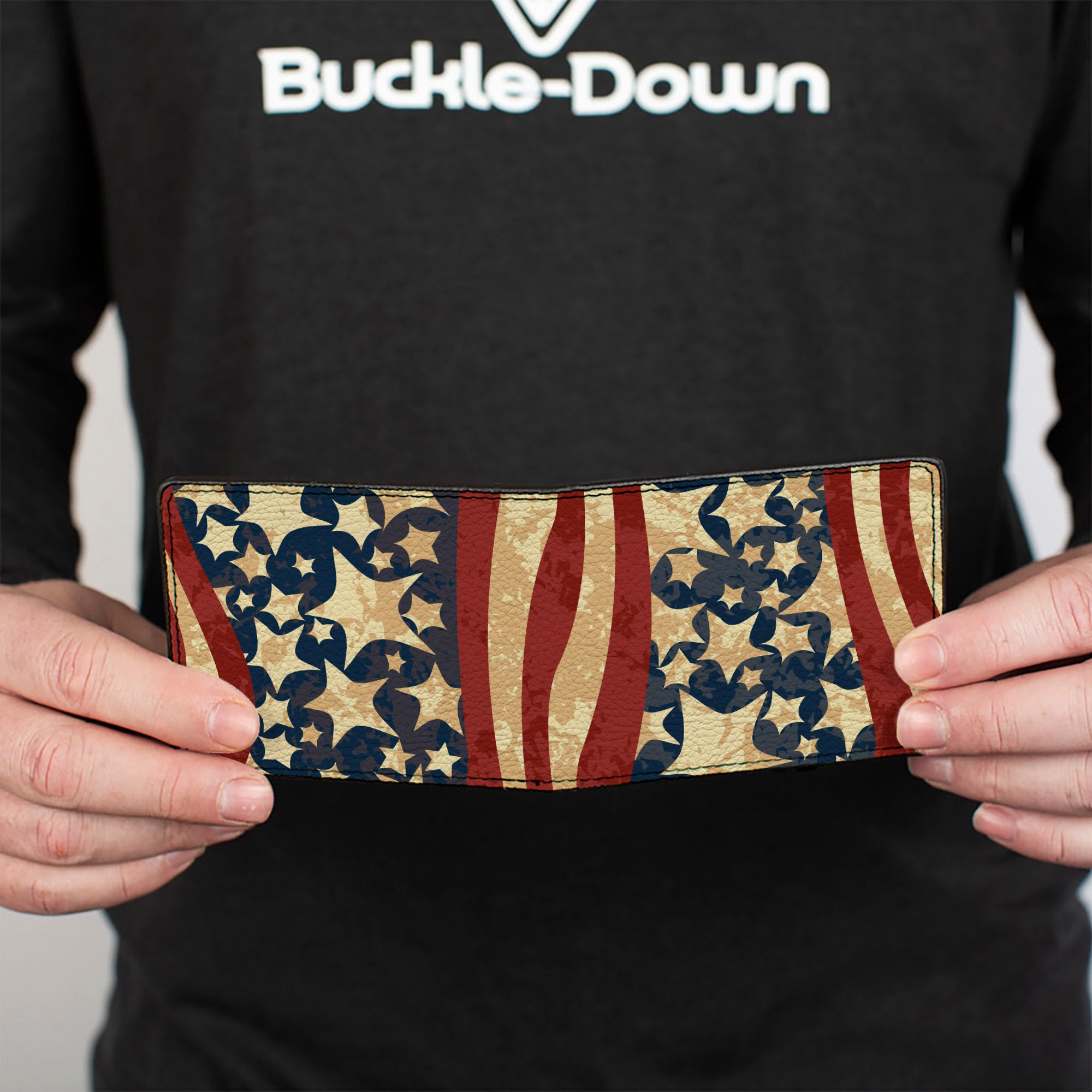 Bi-Fold Wallet - Americana Diagonal Vintage Stars & Stripes2 Bi-Fold Wallets Buckle-Down