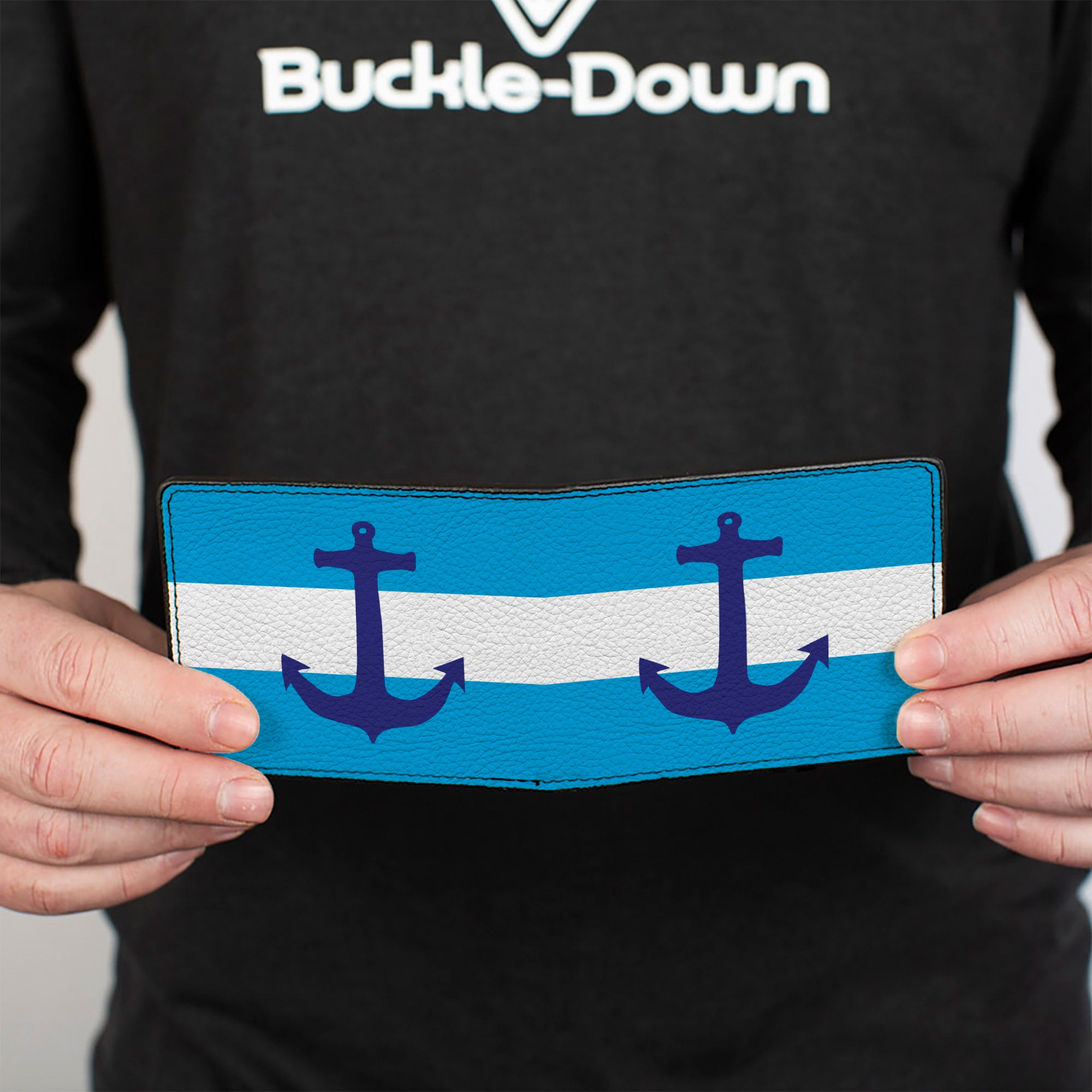 Bi-Fold Wallet - Anchor Stripe Blues White Bi-Fold Wallets Buckle-Down