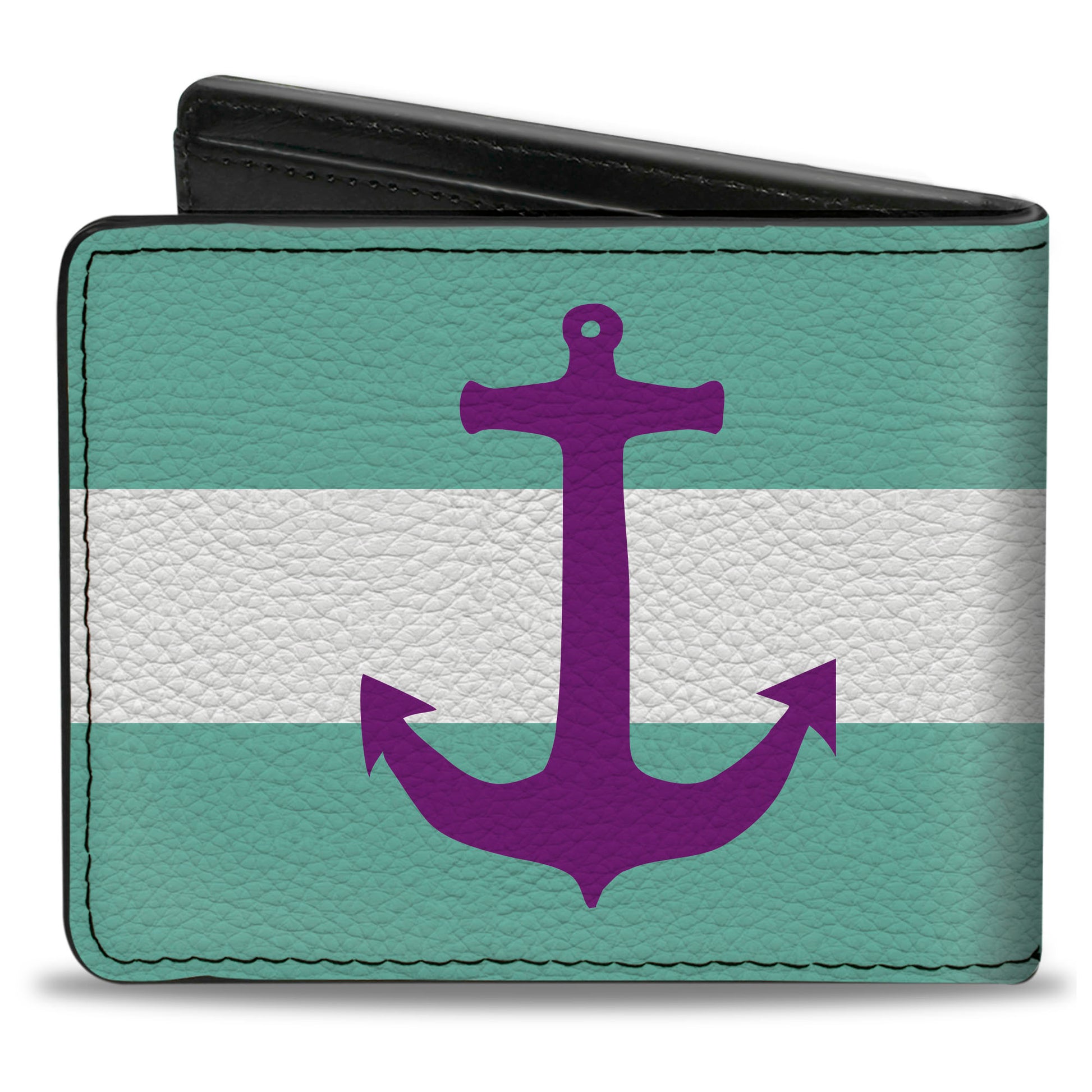 Bi-Fold Wallet - Anchor Stripe Teal White Purple Bi-Fold Wallets Buckle-Down