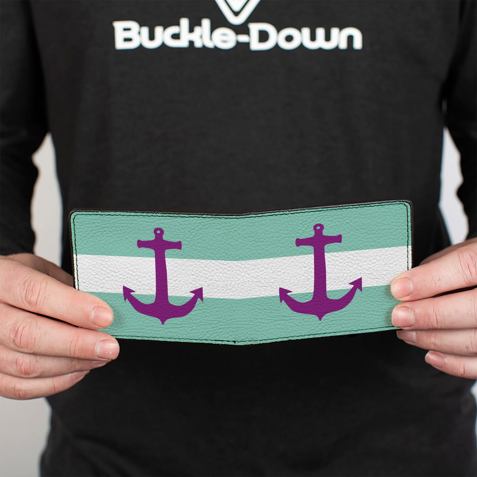 Bi-Fold Wallet - Anchor Stripe Teal White Purple Bi-Fold Wallets Buckle-Down