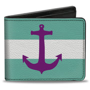 Bi-Fold Wallet - Anchor Stripe Teal White Purple Bi-Fold Wallets Buckle-Down