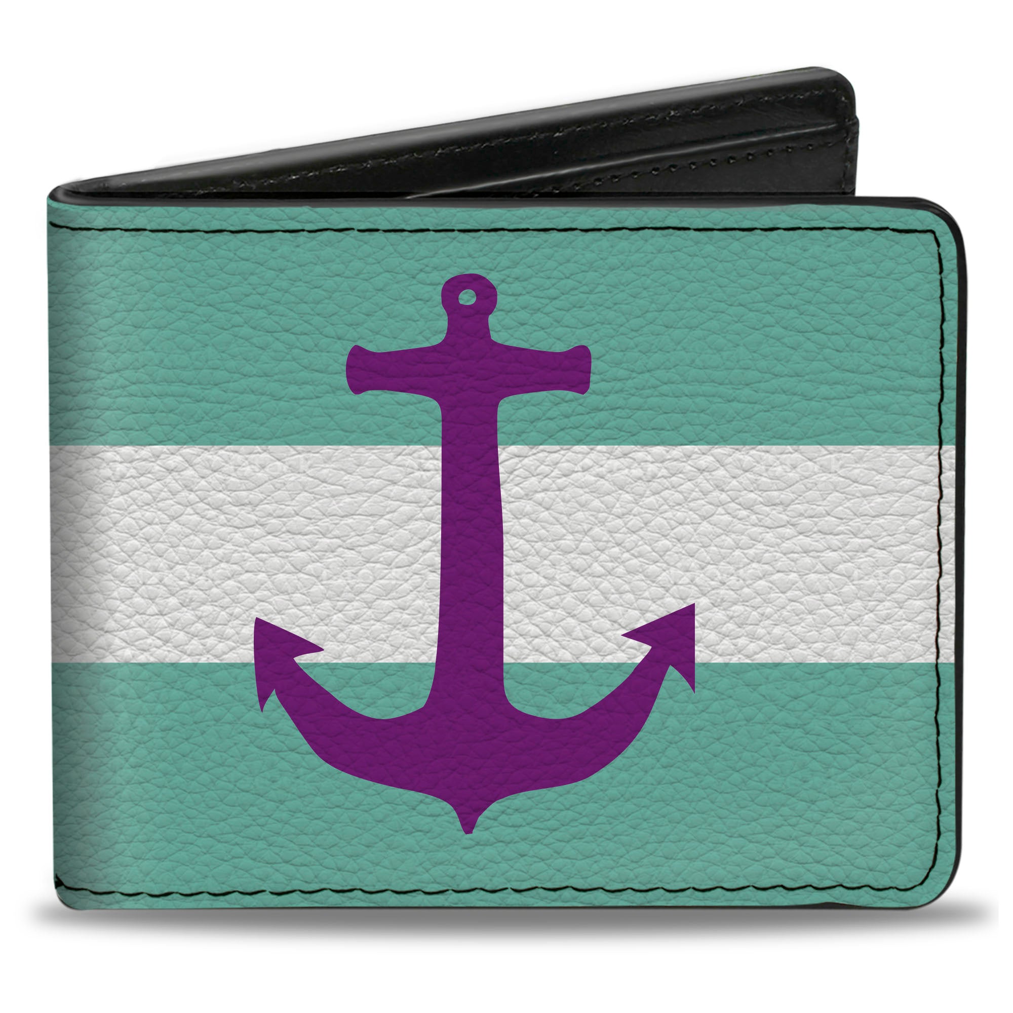 Bi-Fold Wallet - Anchor Stripe Teal White Purple Bi-Fold Wallets Buckle-Down