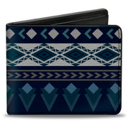 Bi-Fold Wallet - Aztec4 Blues White Gray Bi-Fold Wallets Buckle-Down