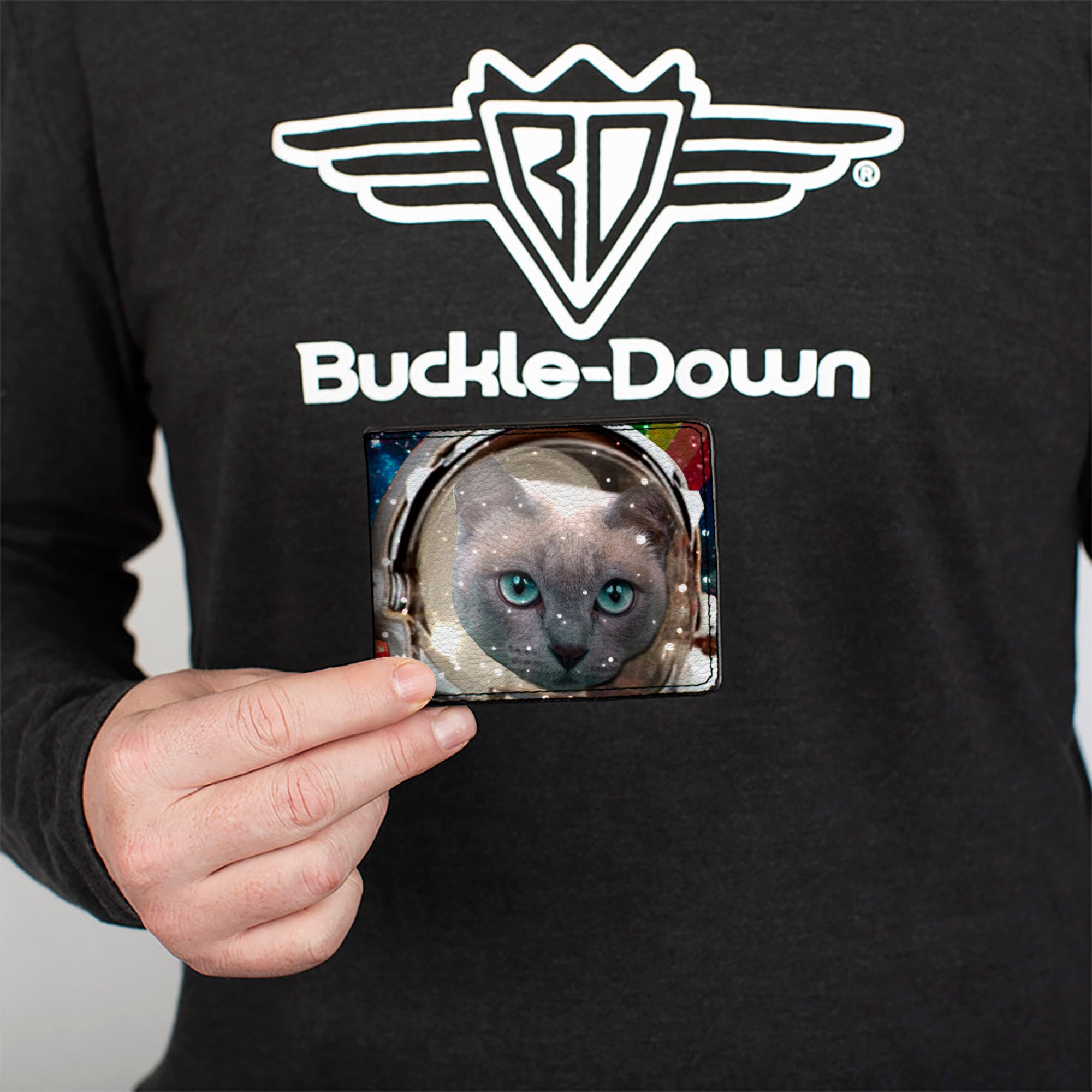 Bi-Fold Wallet - Astronaut Cats in Space Rainbows Stars Bi-Fold Wallets Buckle-Down