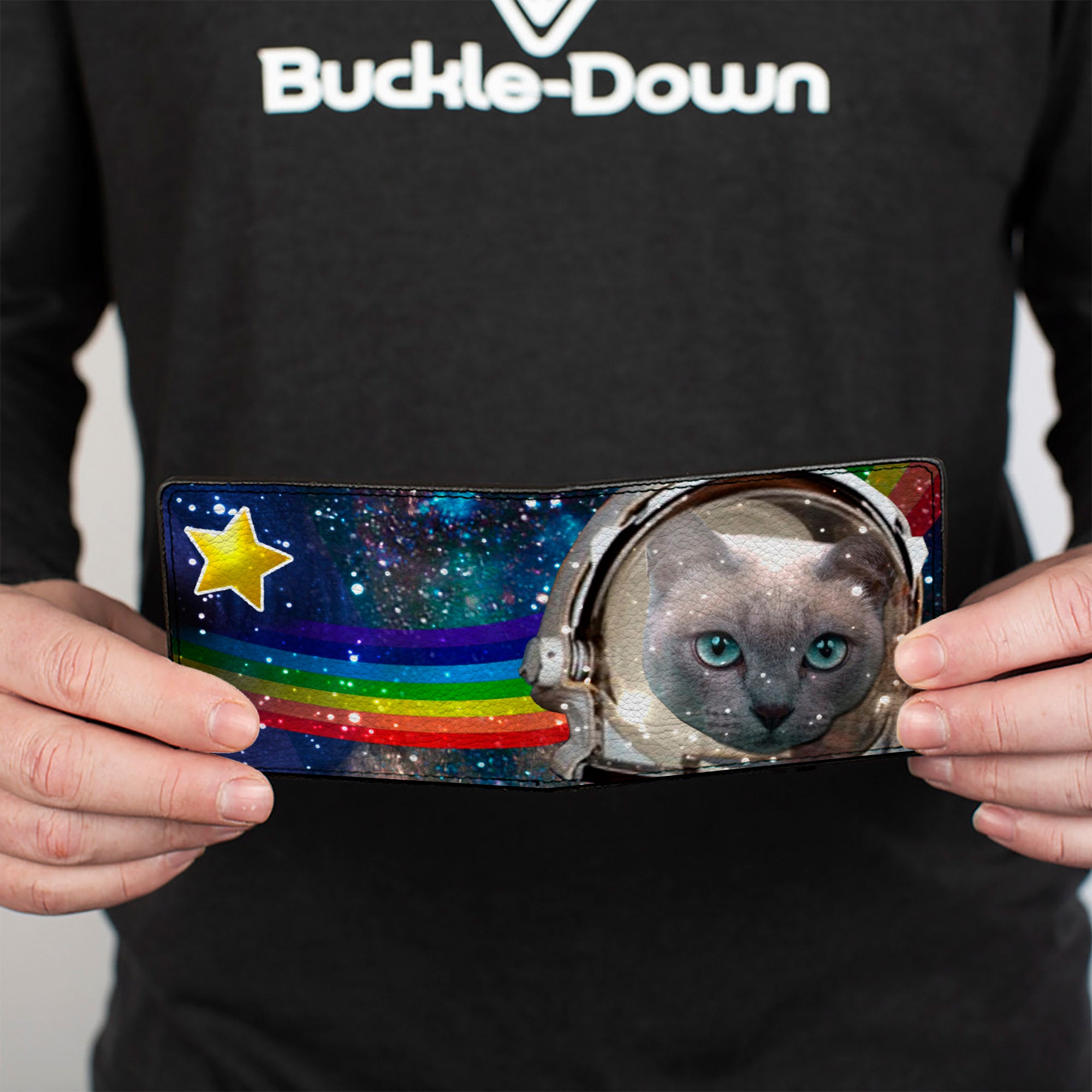 Bi-Fold Wallet - Astronaut Cats in Space Rainbows Stars Bi-Fold Wallets Buckle-Down
