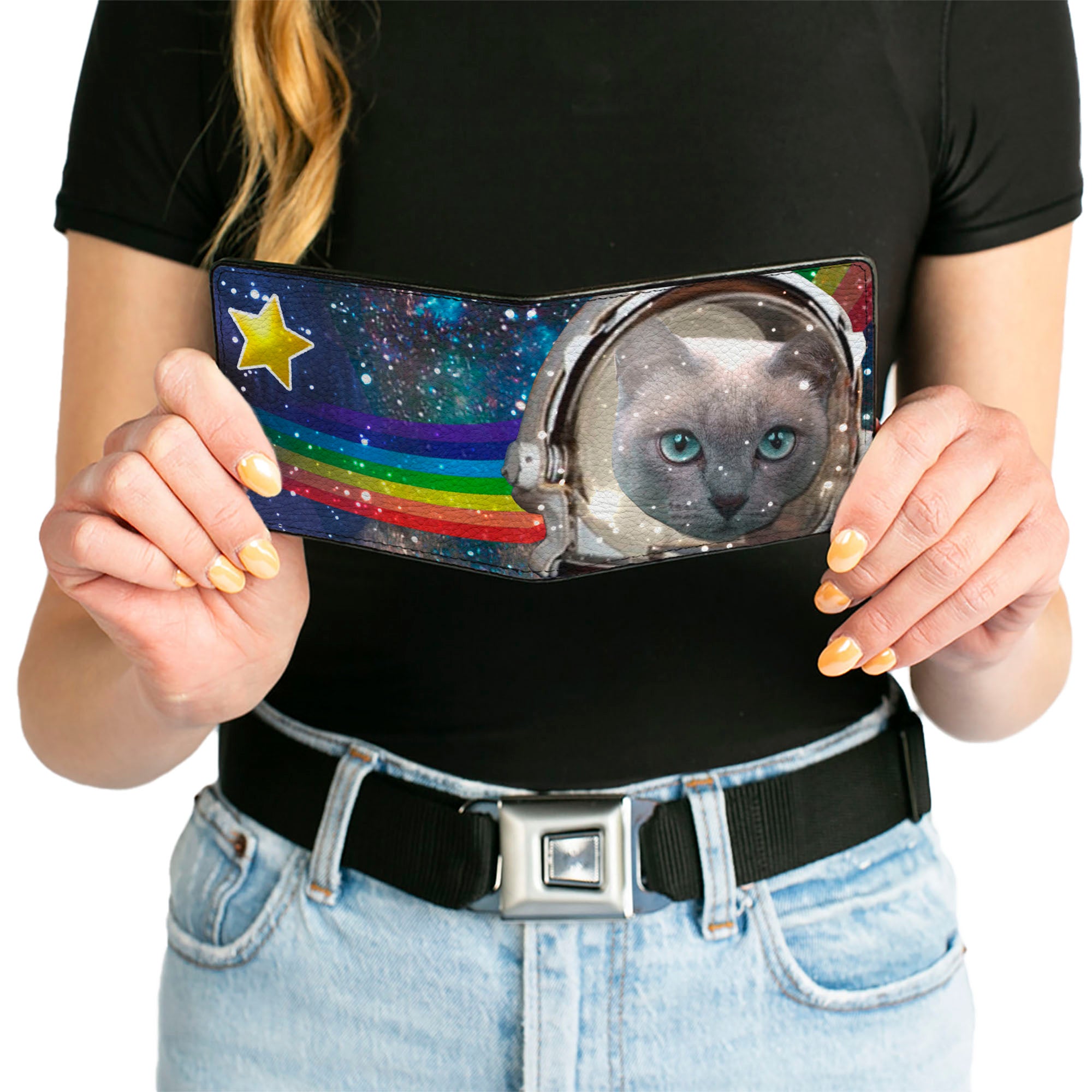 Bi-Fold Wallet - Astronaut Cats in Space Rainbows Stars Bi-Fold Wallets Buckle-Down