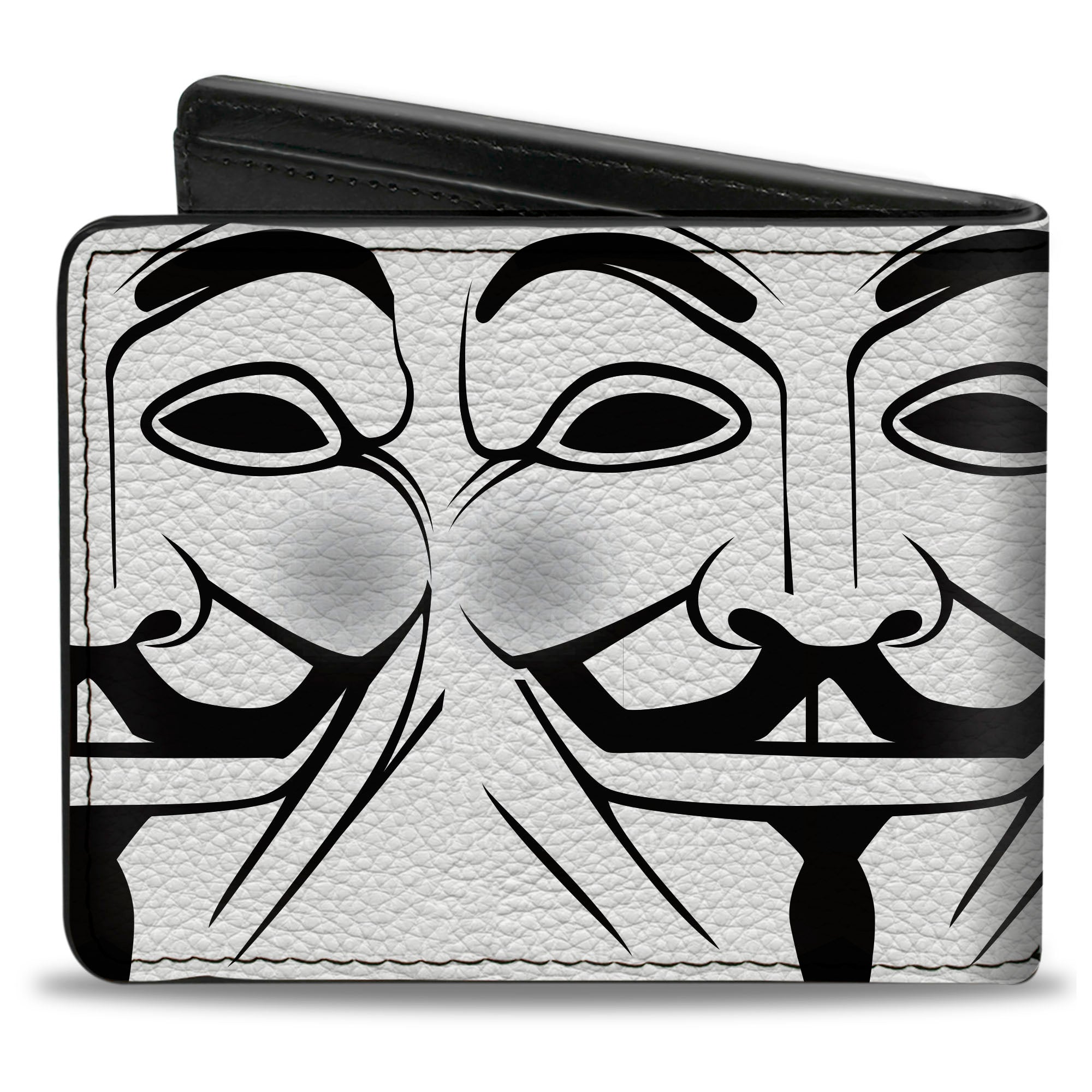 Bi-Fold Wallet - Anonymous Face C/U Repeat White/Black/Gray Bi-Fold Wallets Buckle-Down