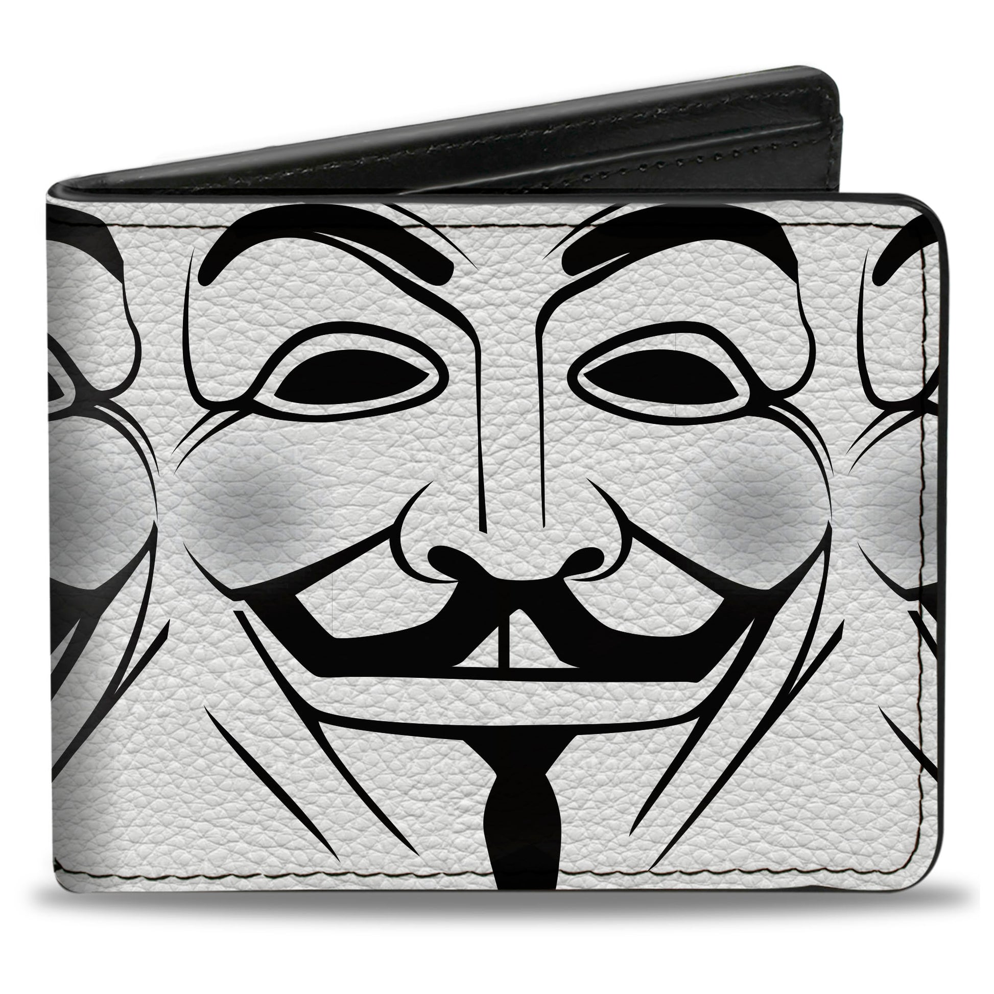 Bi-Fold Wallet - Anonymous Face C/U Repeat White/Black/Gray Bi-Fold Wallets Buckle-Down
