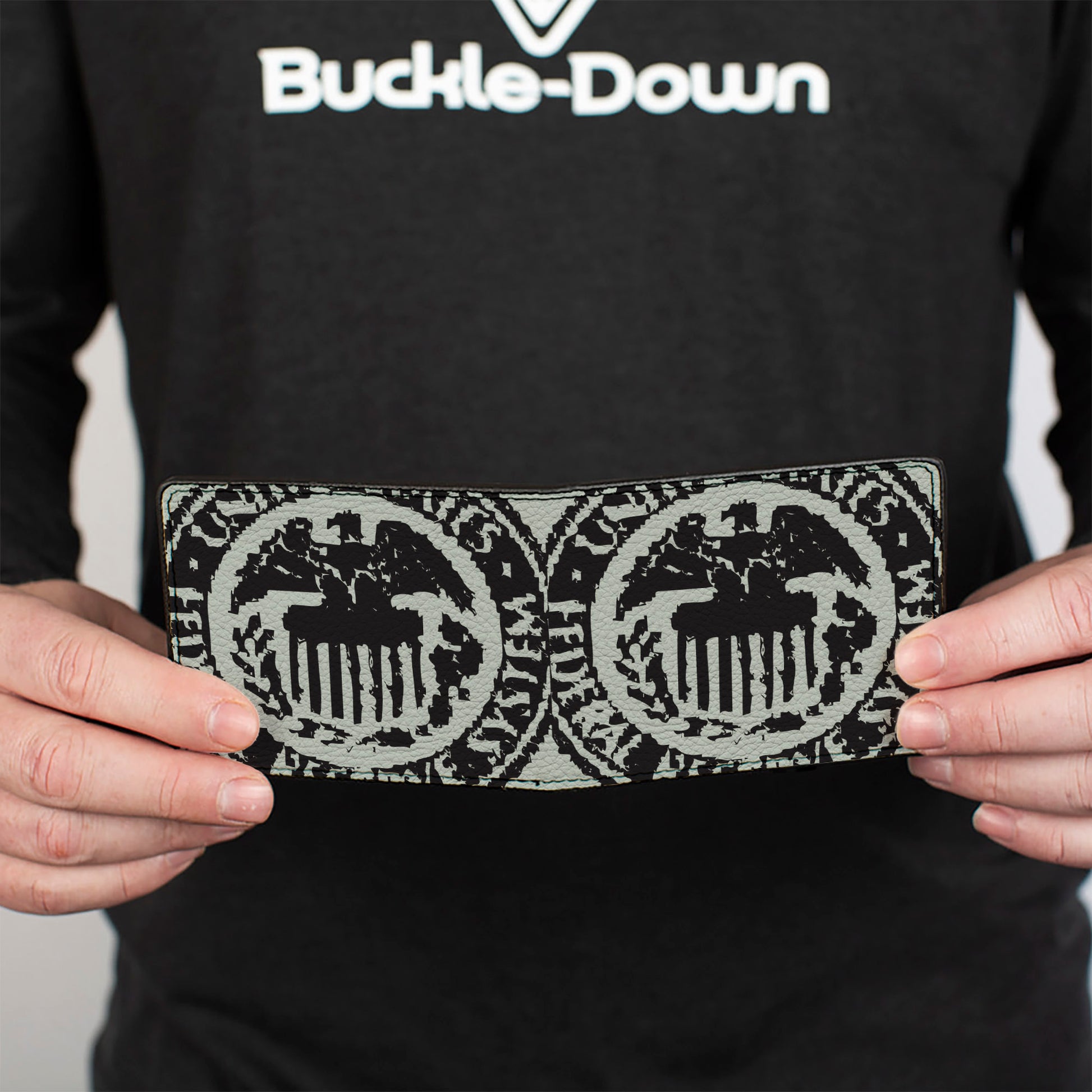 Bi-Fold Wallet - Americana Federal Reserve Seal Weathered Gray Black Bi-Fold Wallets Buckle-Down