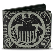 Bi-Fold Wallet - Americana Federal Reserve Seal Weathered Gray Black Bi-Fold Wallets Buckle-Down
