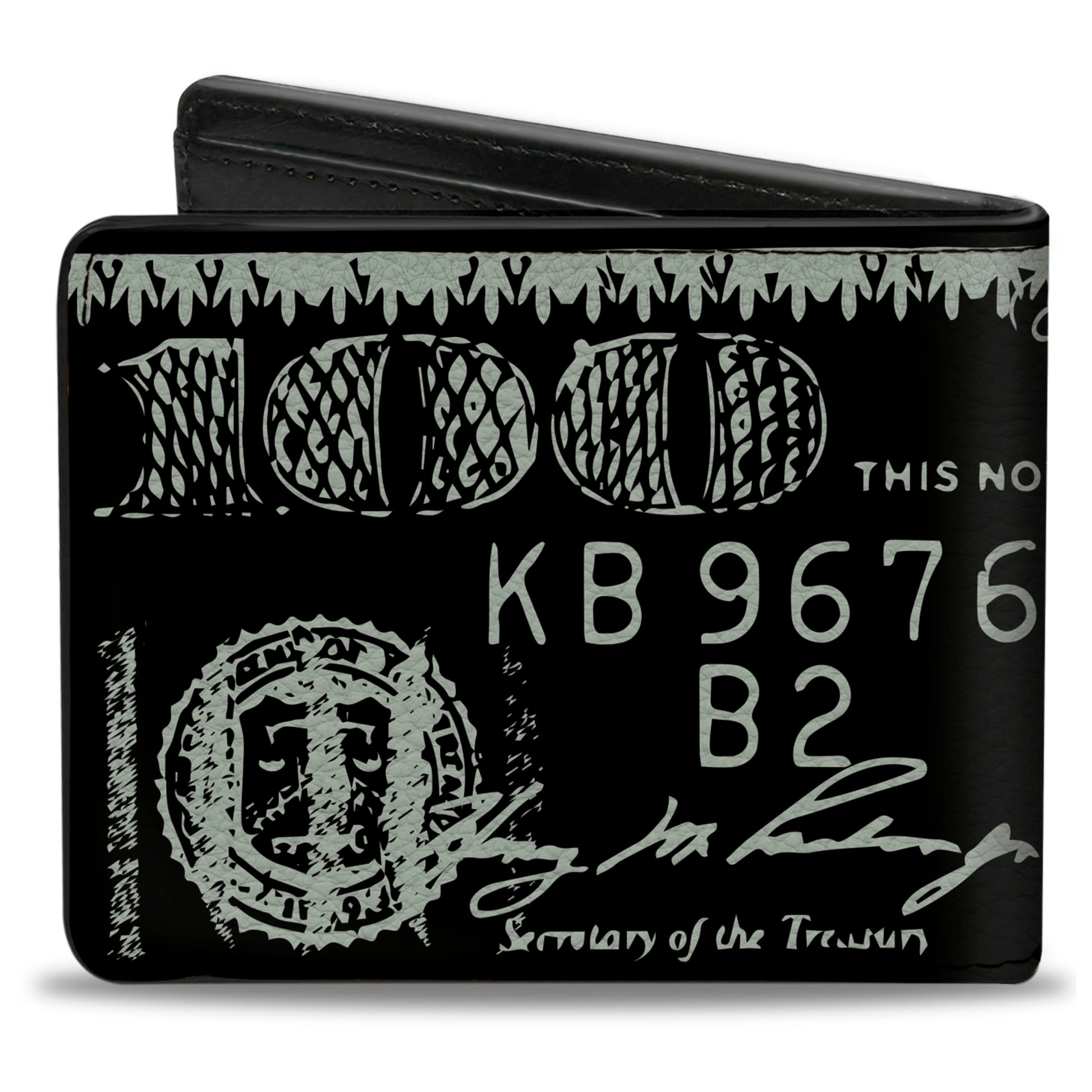 Bi-Fold Wallet - Americana One Hundred Dollar Bill Elements Black/Gray Bi-Fold Wallets Buckle-Down