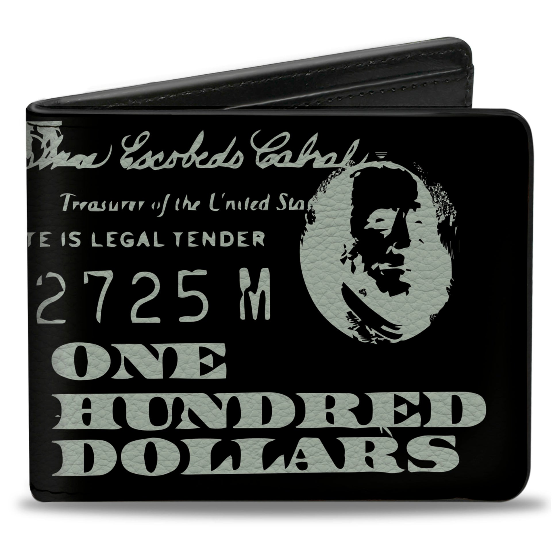 Bi-Fold Wallet - Americana One Hundred Dollar Bill Elements Black/Gray Bi-Fold Wallets Buckle-Down