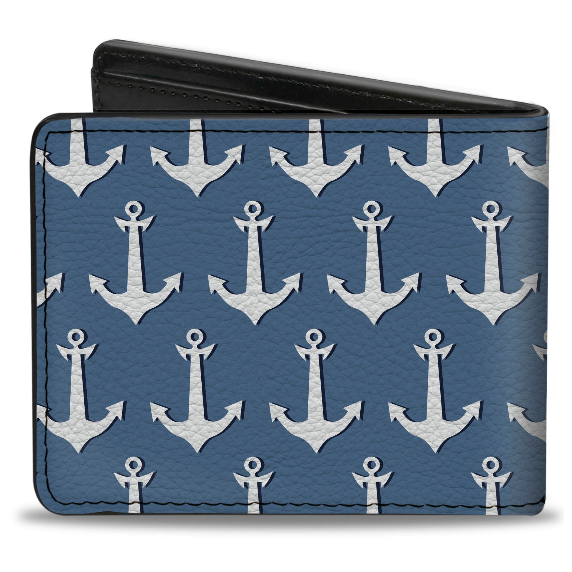 Bi-Fold Wallet - Anchor2 Monogram Baby Blue Navy White Bi-Fold Wallets Buckle-Down