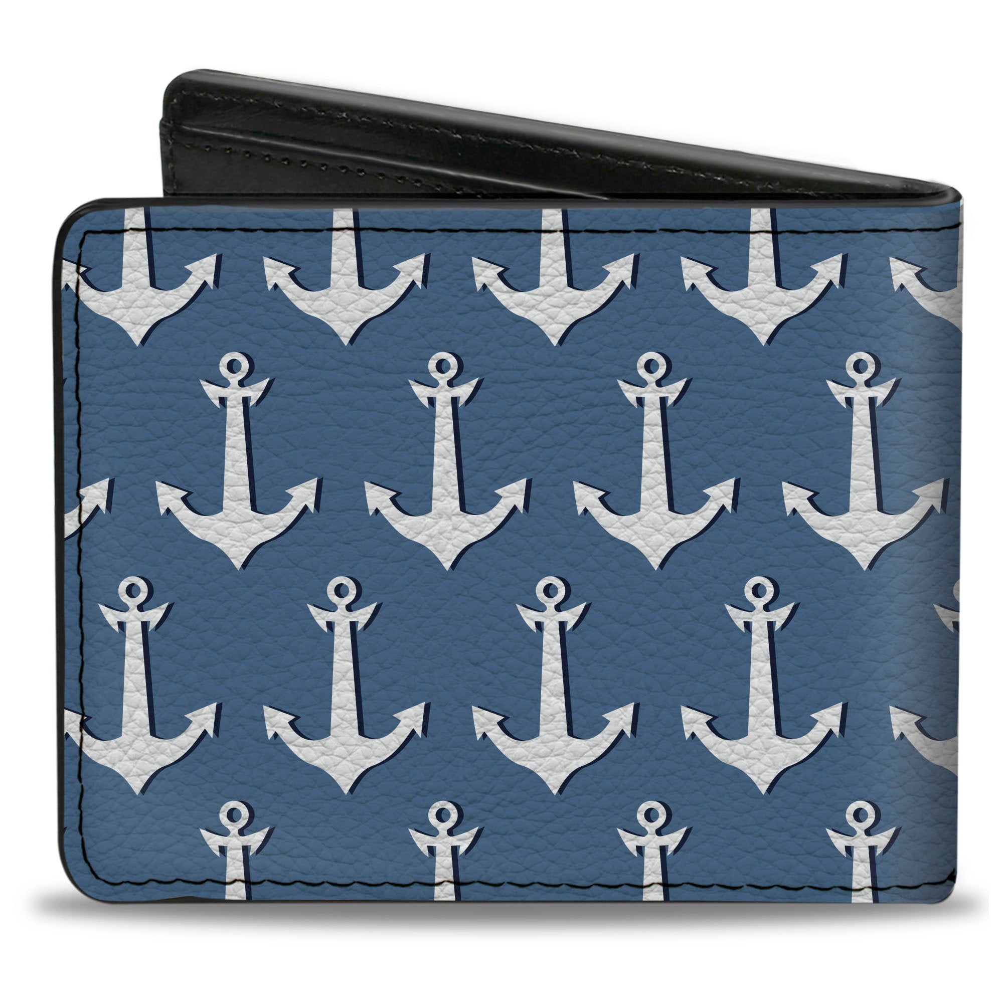 Bi-Fold Wallet - Anchor2 Monogram Baby Blue Navy White Bi-Fold Wallets Buckle-Down