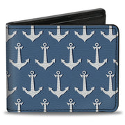 Bi-Fold Wallet - Anchor2 Monogram Baby Blue Navy White Bi-Fold Wallets Buckle-Down