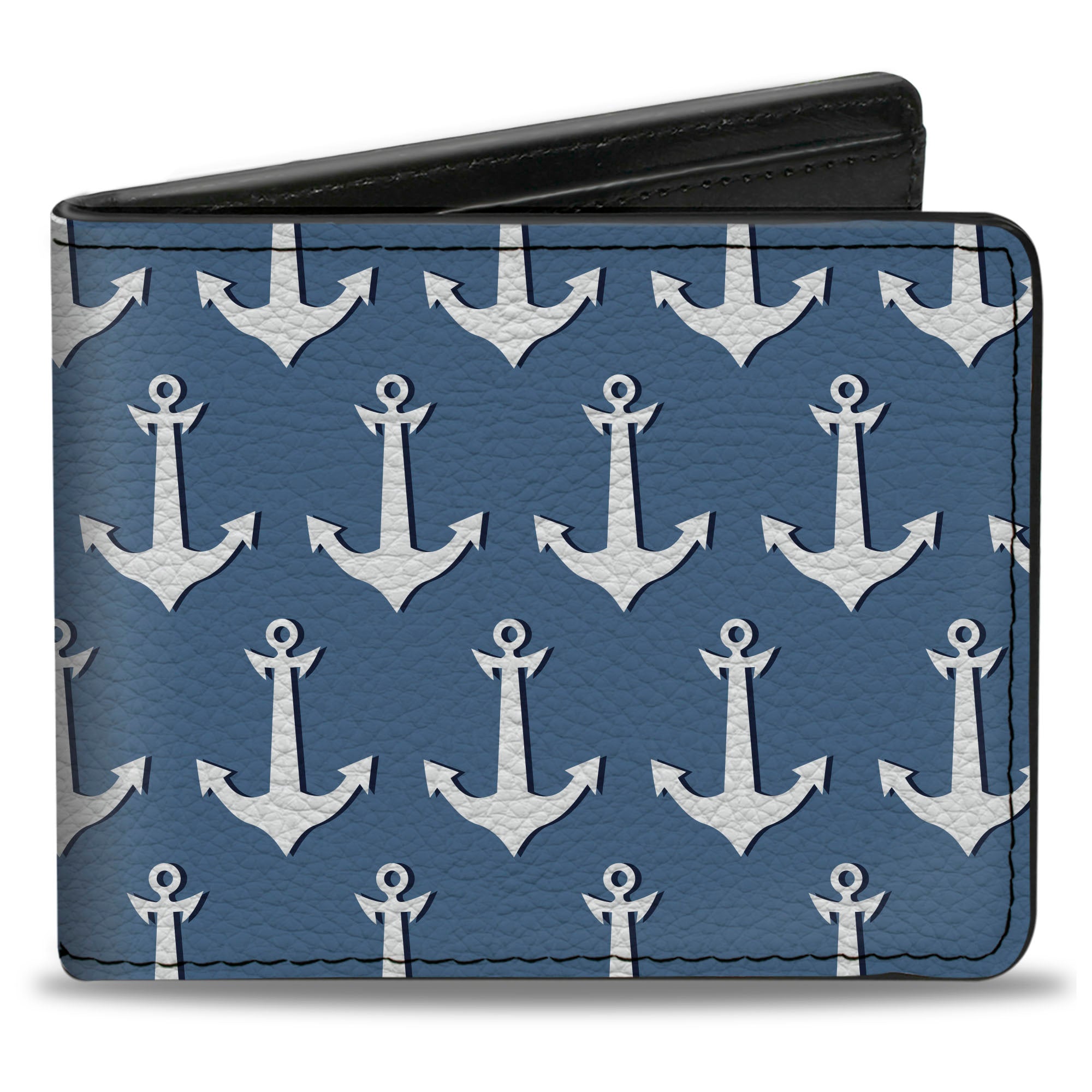 Bi-Fold Wallet - Anchor2 Monogram Baby Blue Navy White Bi-Fold Wallets Buckle-Down